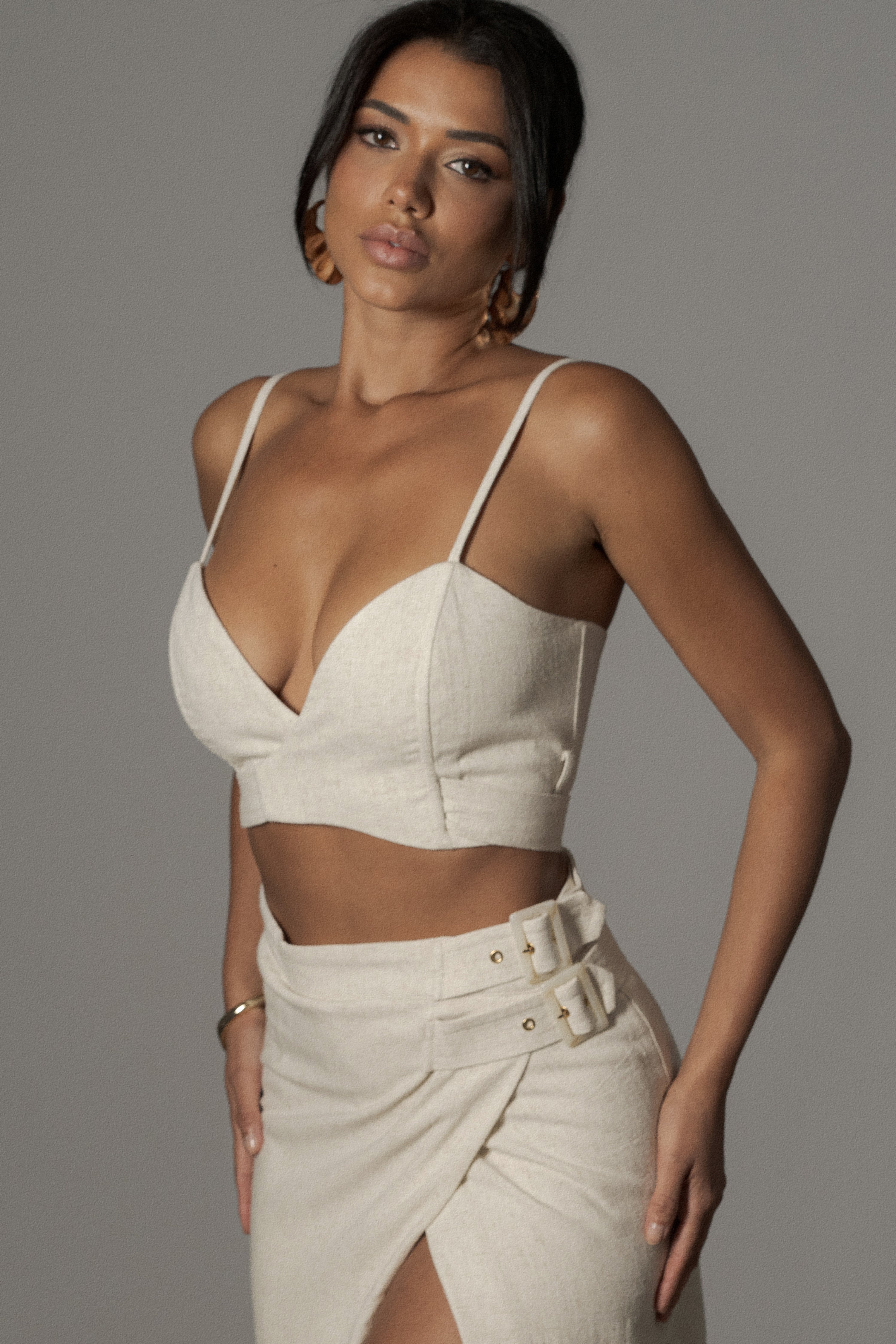 Natural Sunrise Linen Bustier - JLUXLABEL