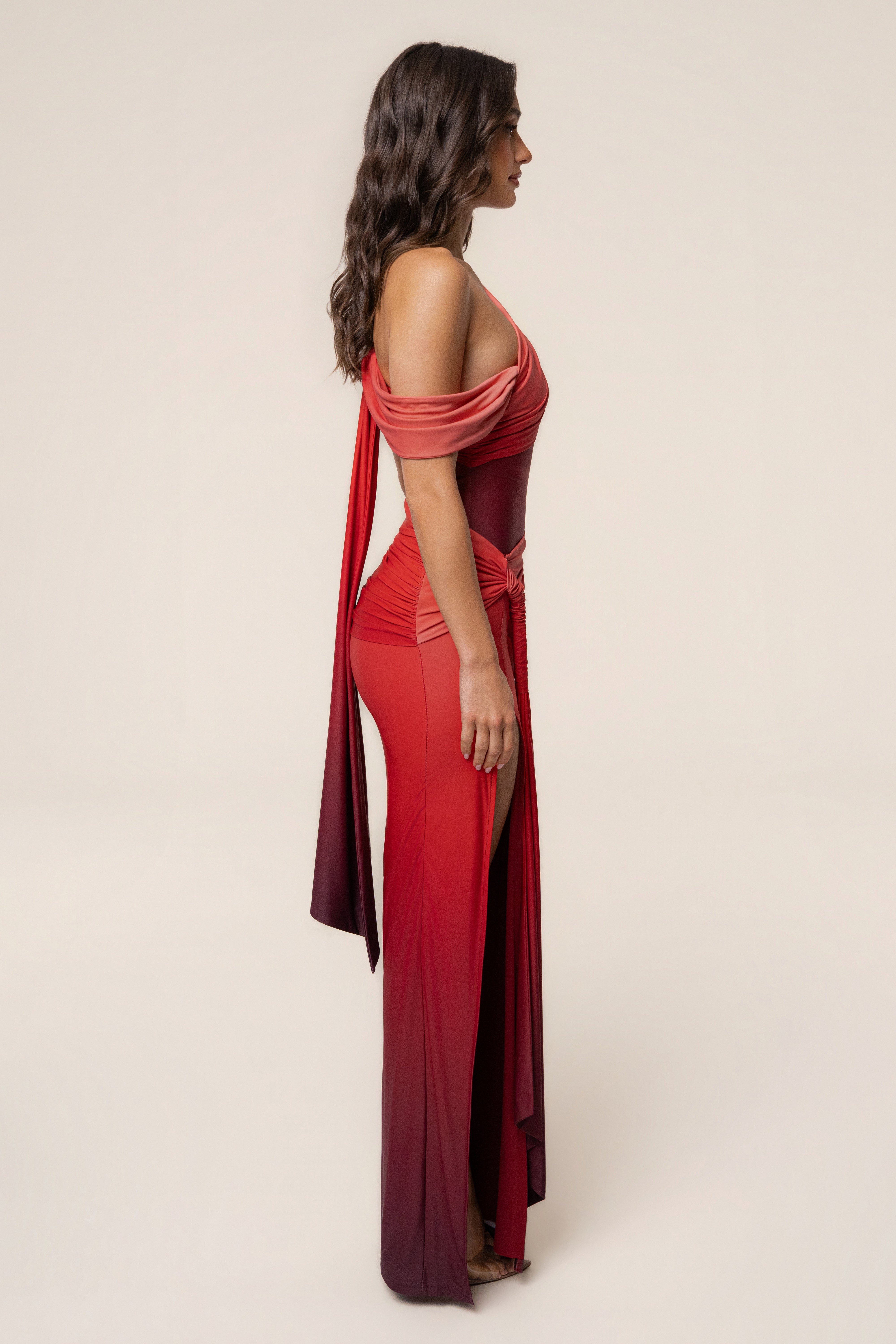 JLUXLABEL Terra Sol Muse draped maxi skirt, flowing fabric and elegant design, perfect for stylish summer outfits.