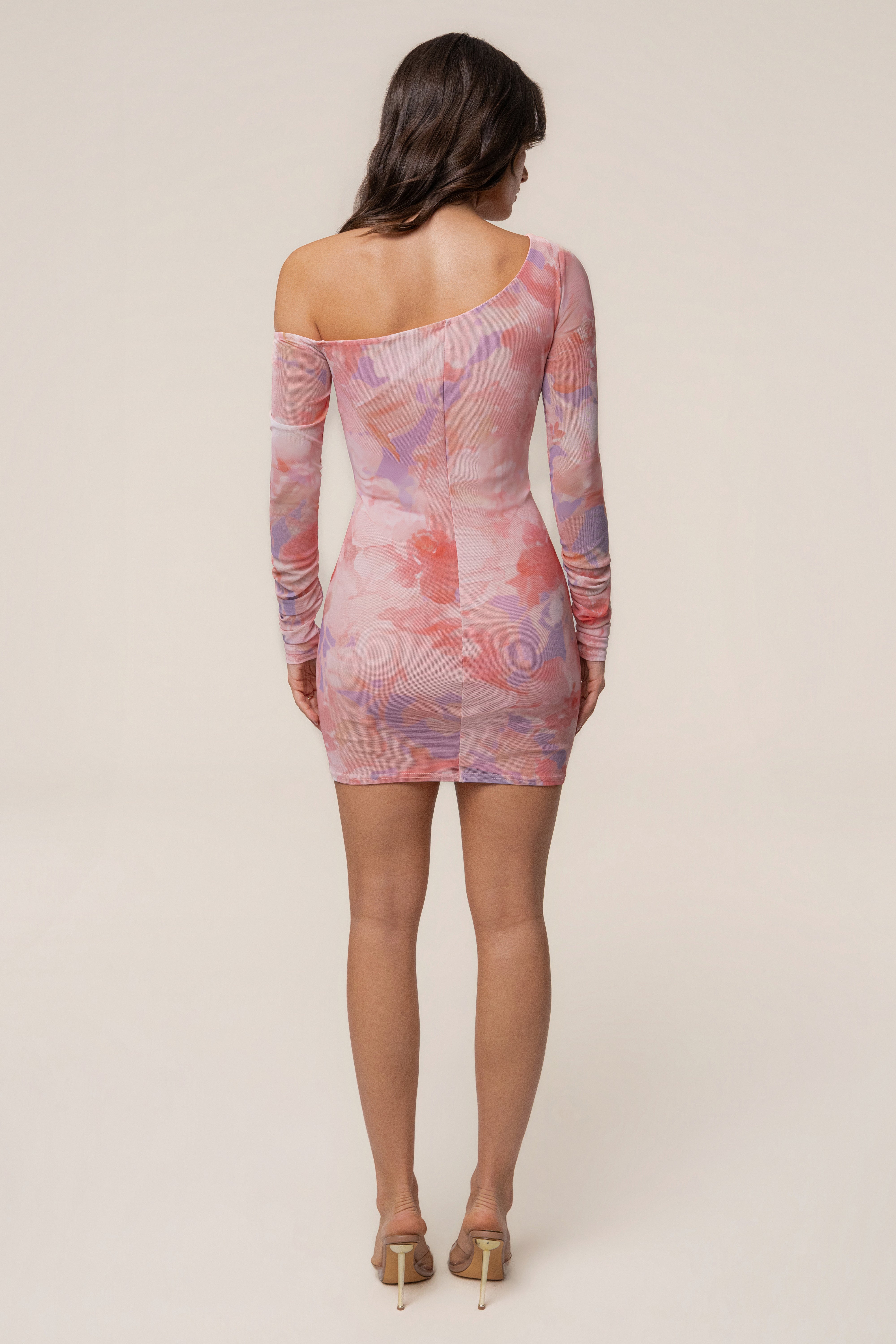 Pink Bloom Monika Mini Dress by JLUXLABEL, featuring a floral pattern, short sleeves, and a flattering mini length.