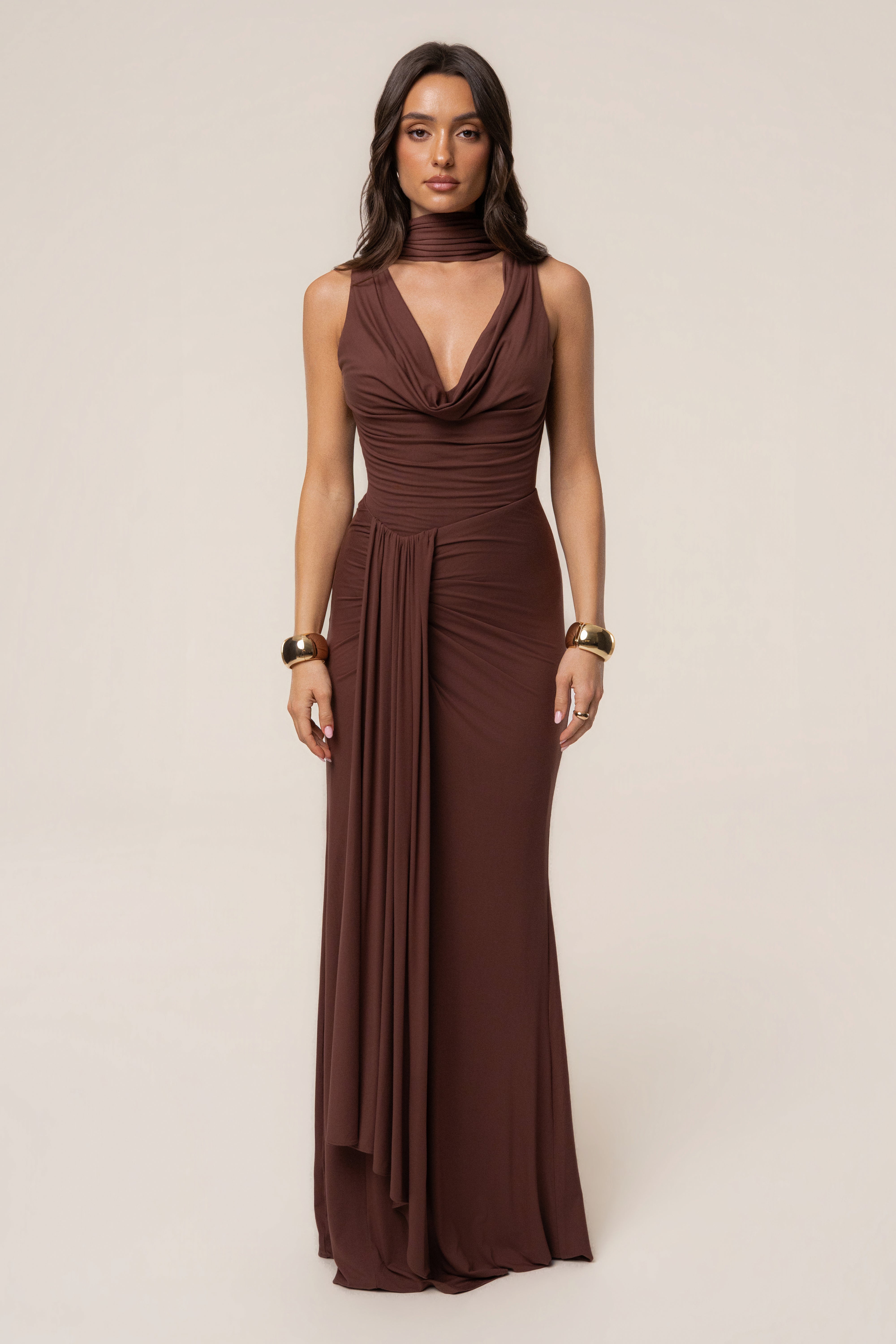 Brown Coastal multi skirt set by JLUXLABEL featuring a stylish, layered design with a flowy, comfortable fit.