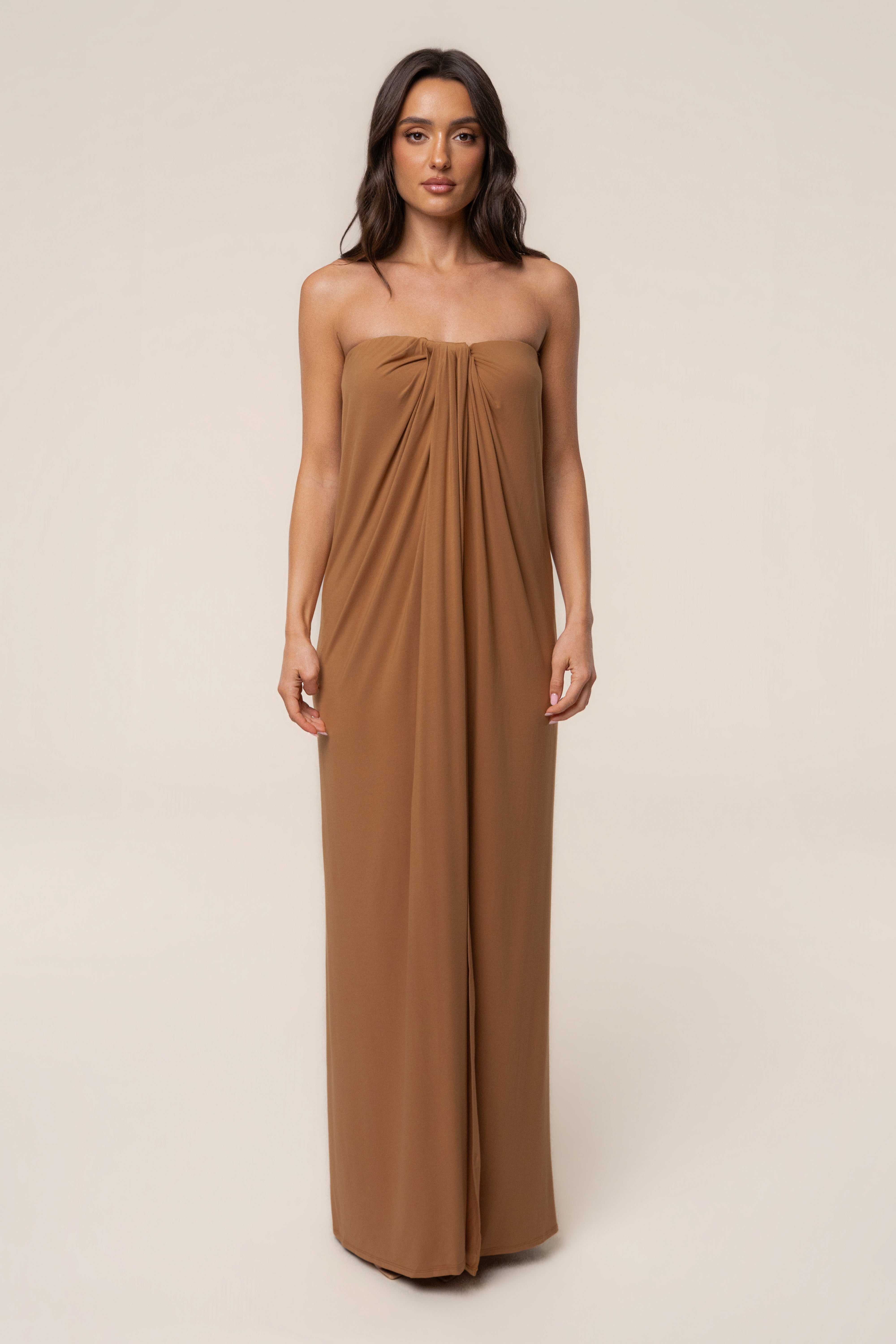 Tan Heatwave Strapless Maxi Dress