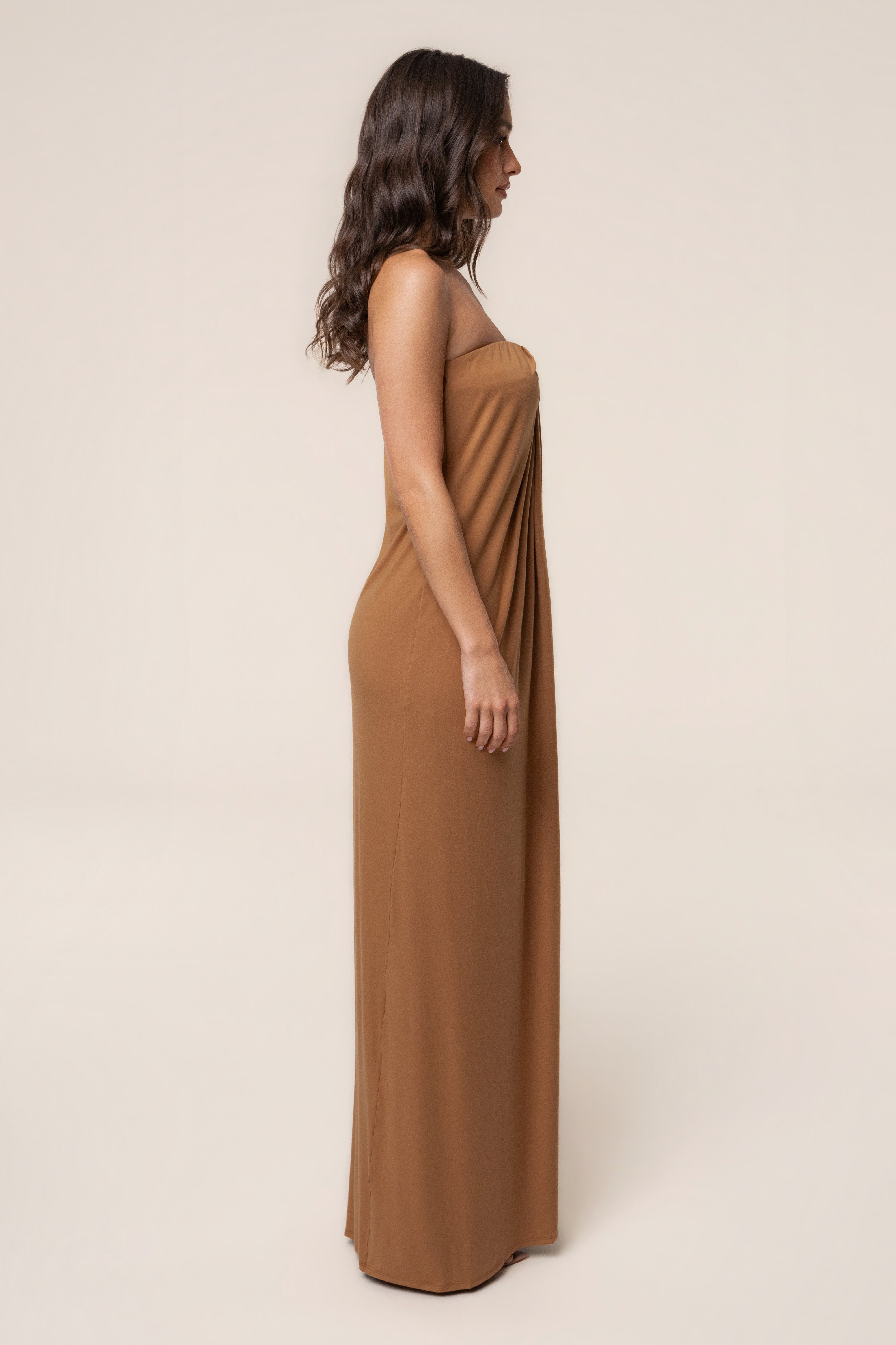 Tan Heatwave Strapless Maxi Dress