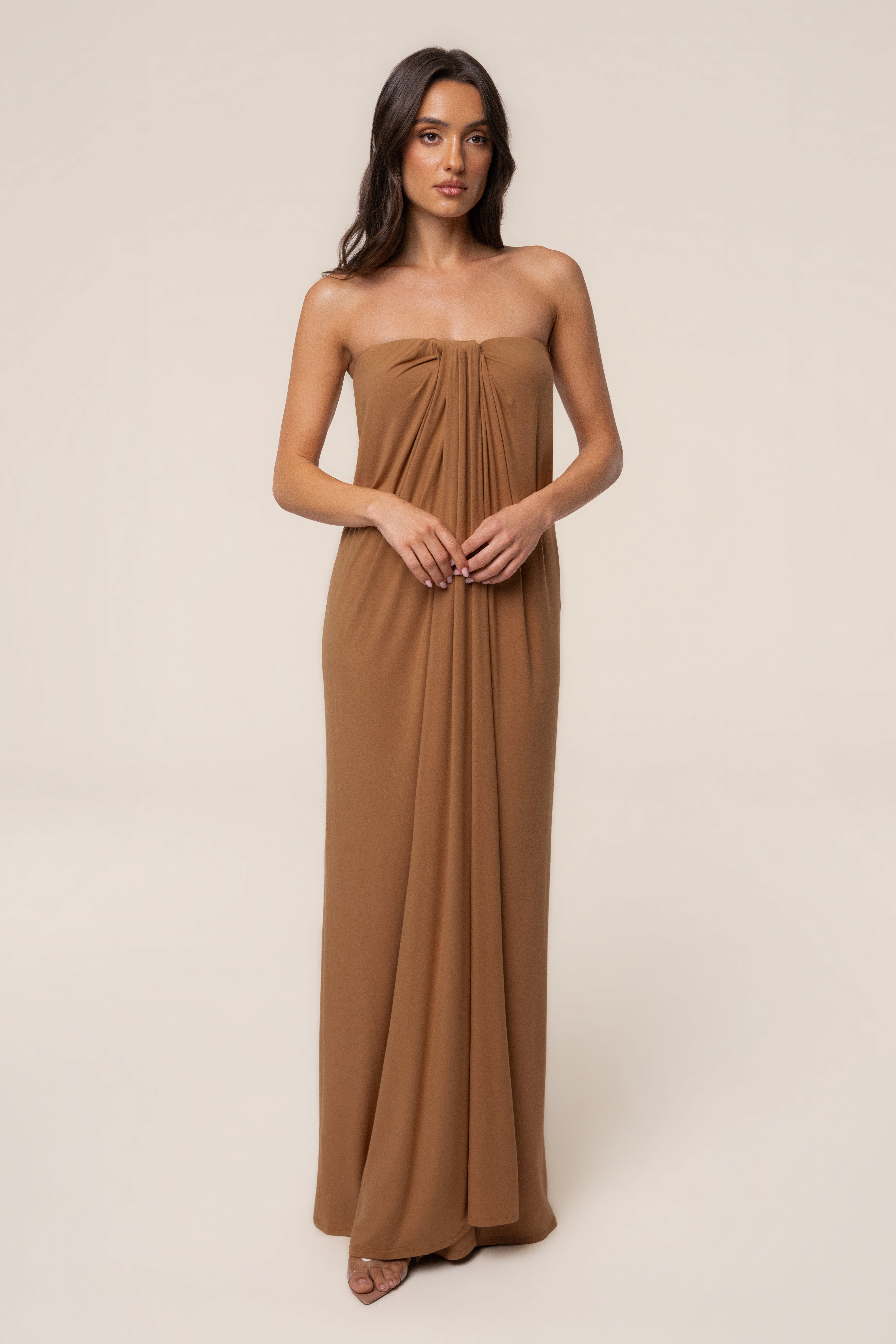 Tan Heatwave Strapless Maxi Dress