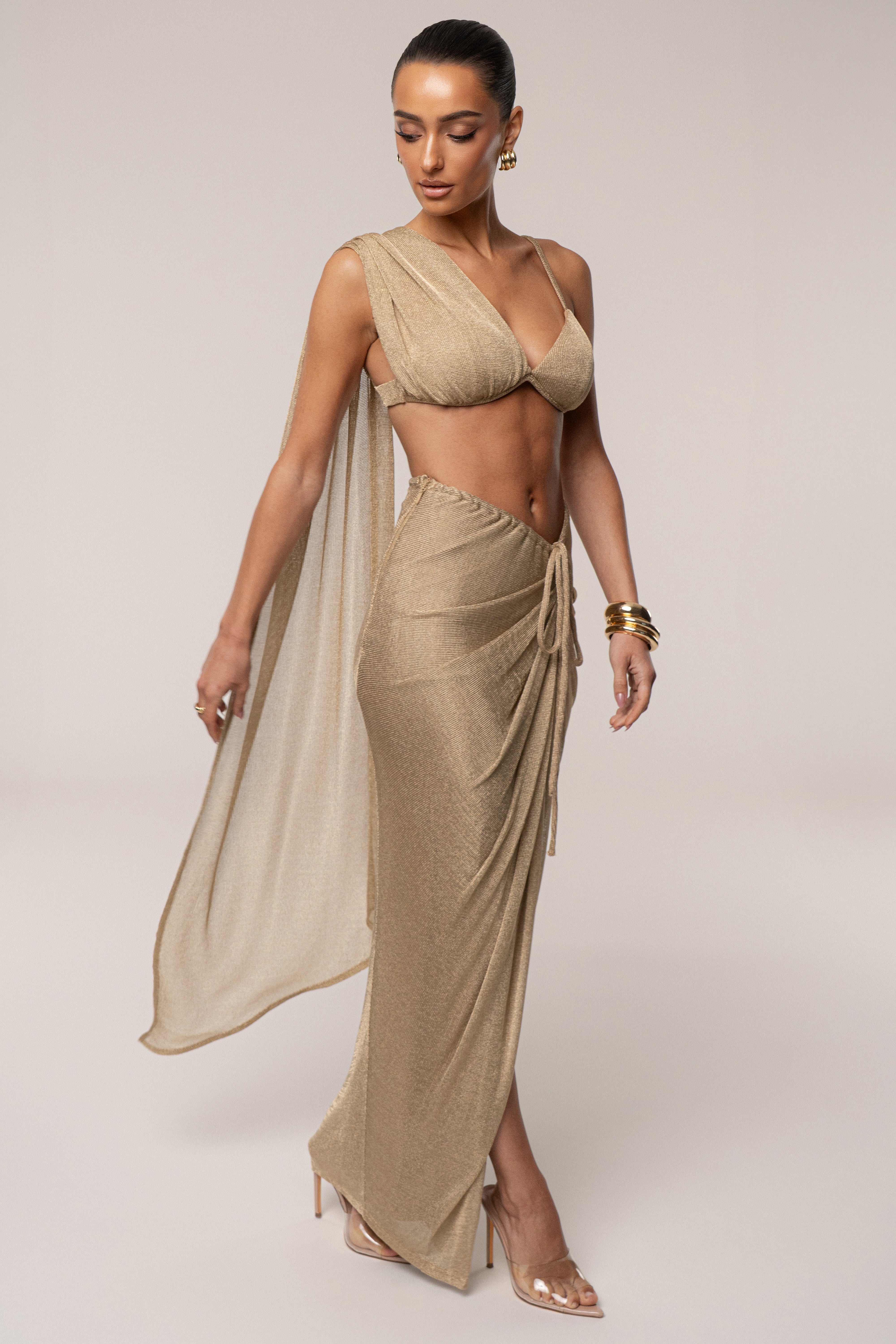 Gold Nocturne Draped Top - JLUXLABEL