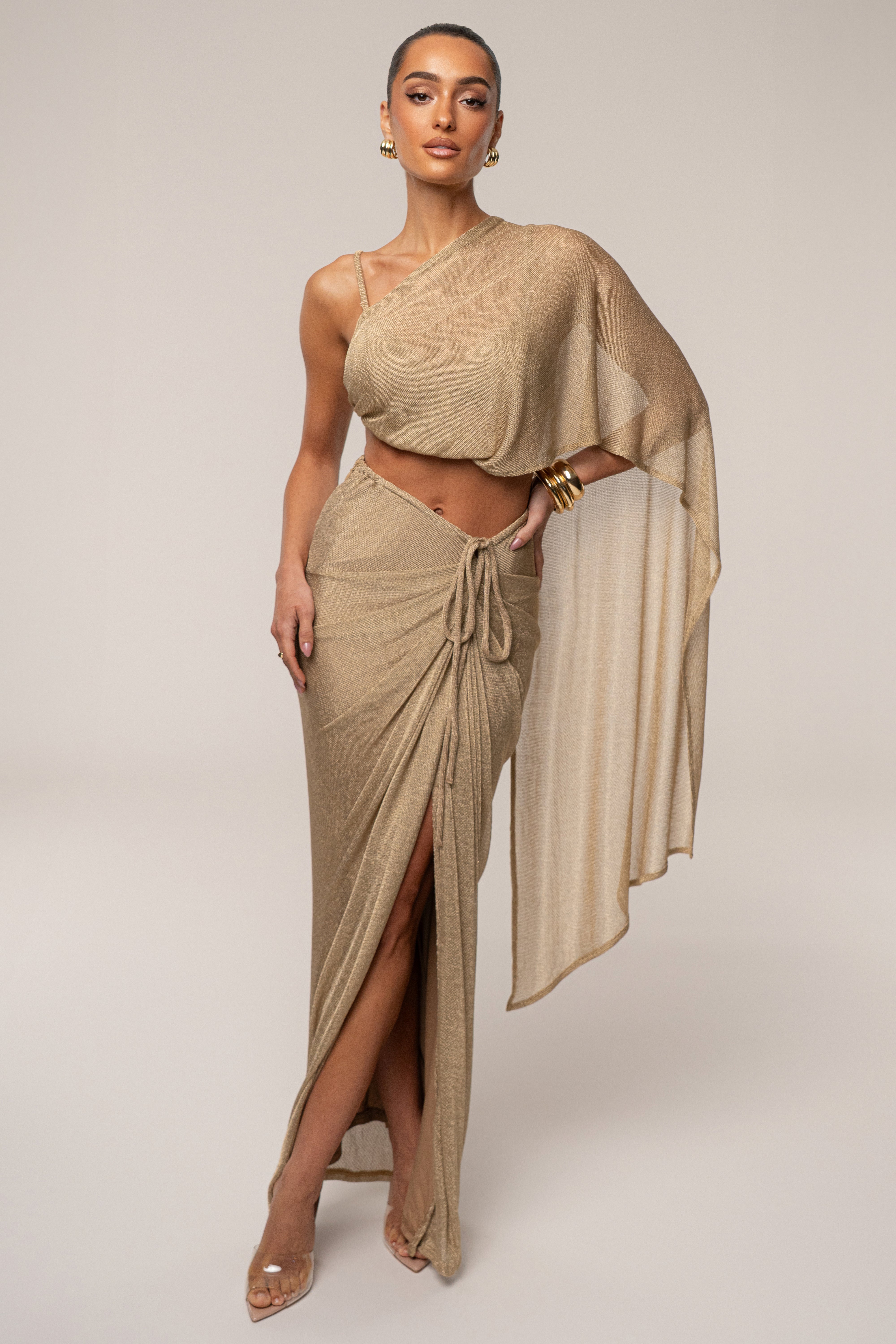 Gold Nocturne Draped Top - JLUXLABEL