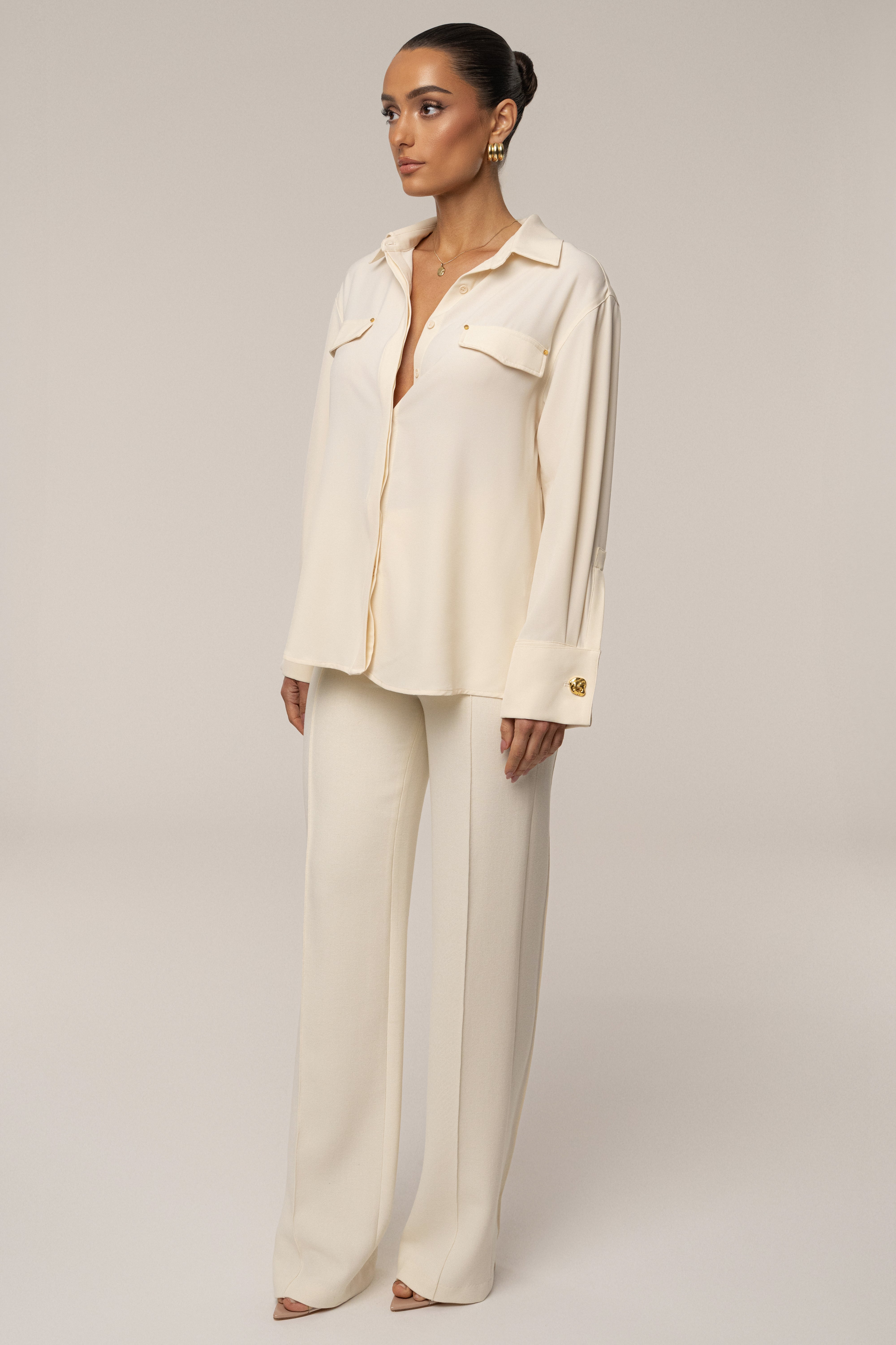 Buttercream Stella Button Up Shirt - JLUXLABEL