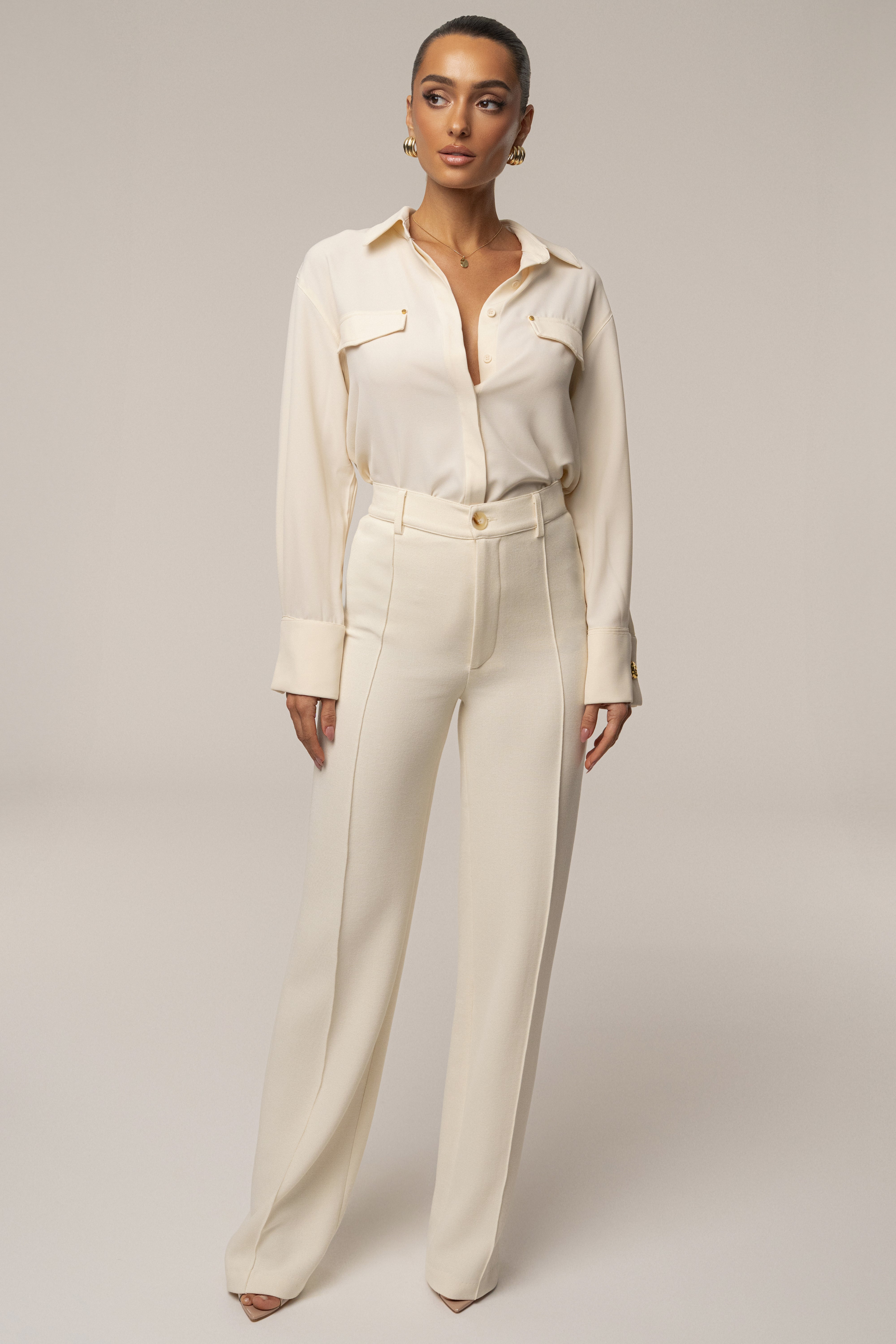 Buttercream Stella Button Up Shirt - JLUXLABEL