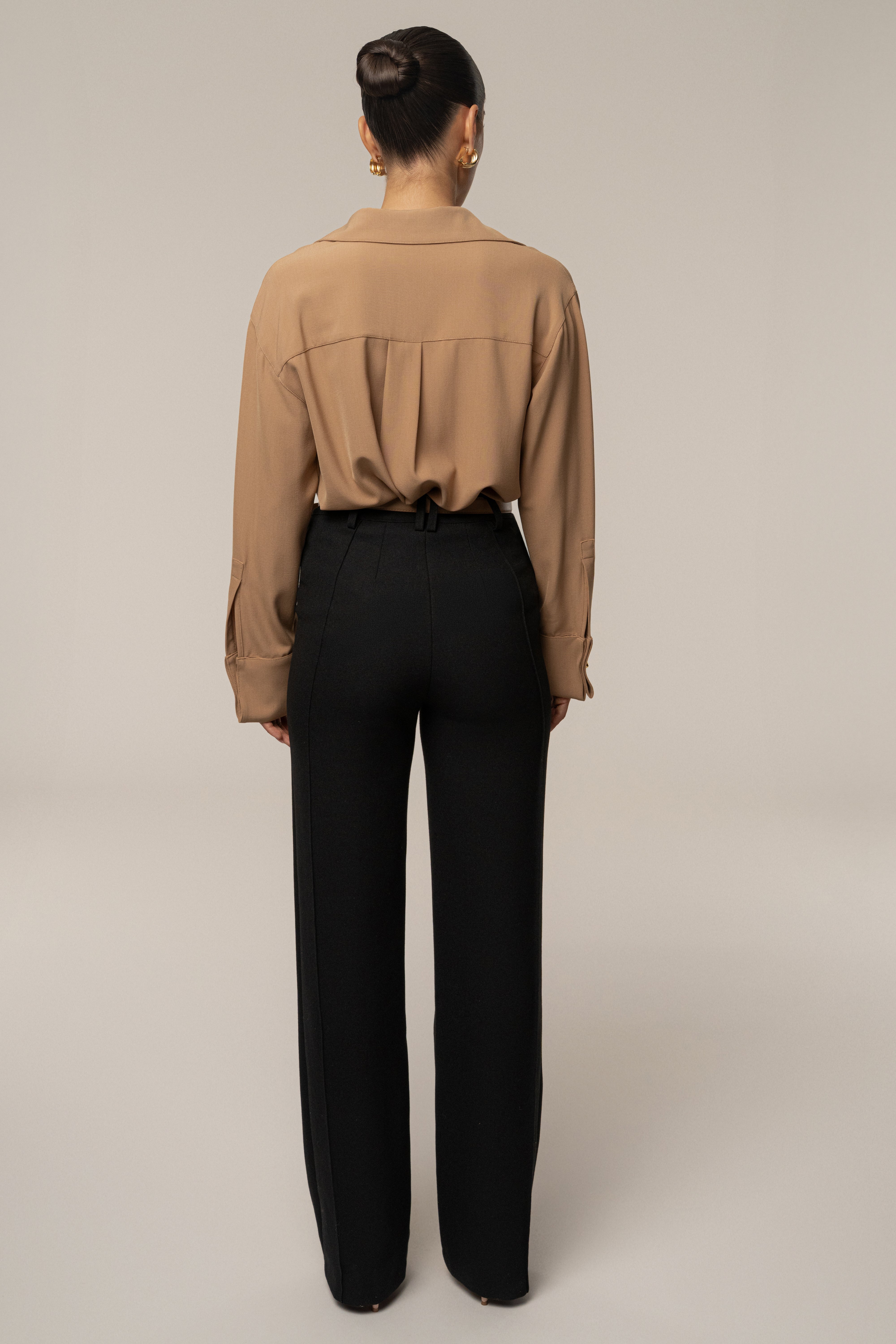 Tan Stella Button Up Shirt - JLUXLABEL