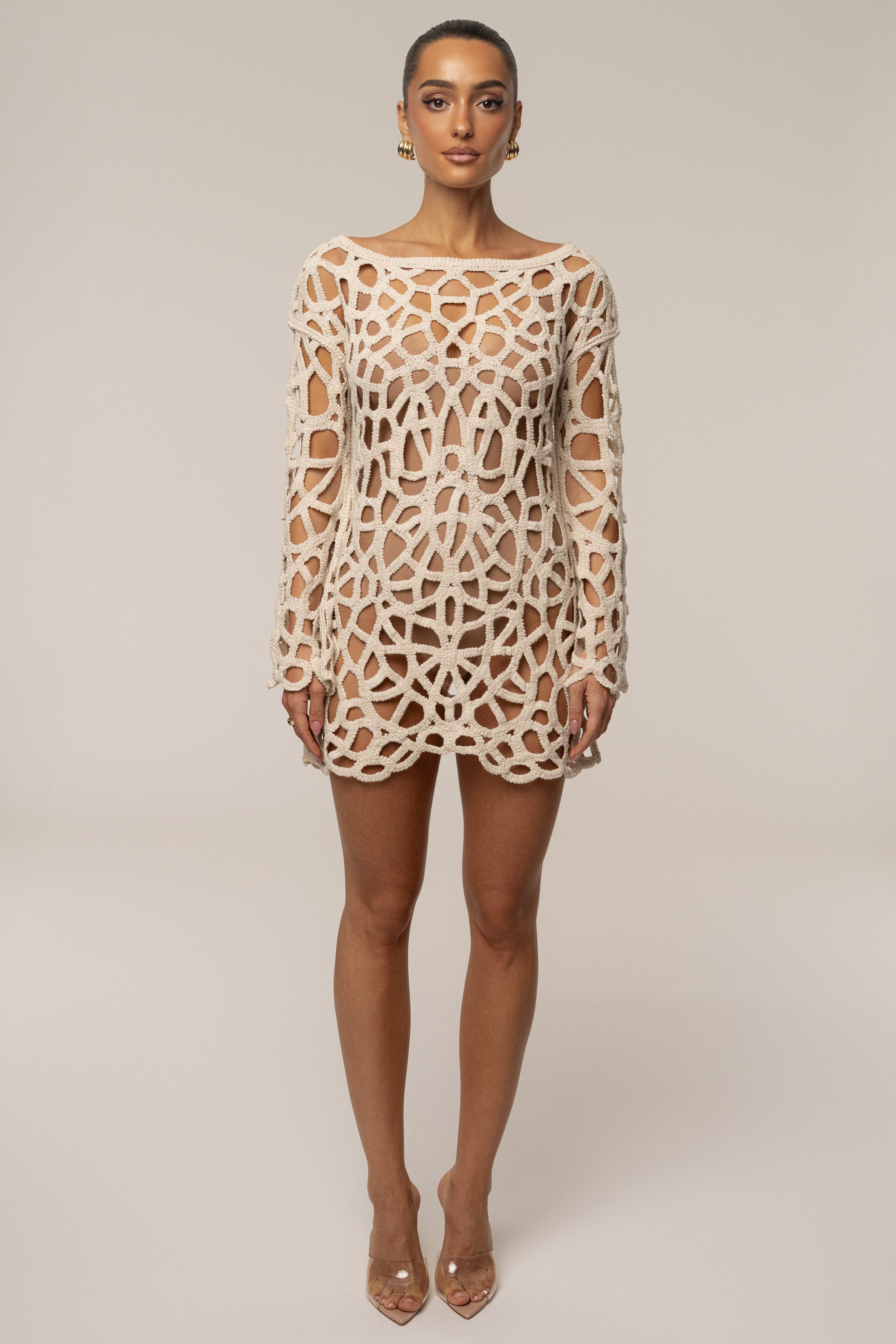 Ecru Seaside Crochet Cover Up - JLUXLABEL