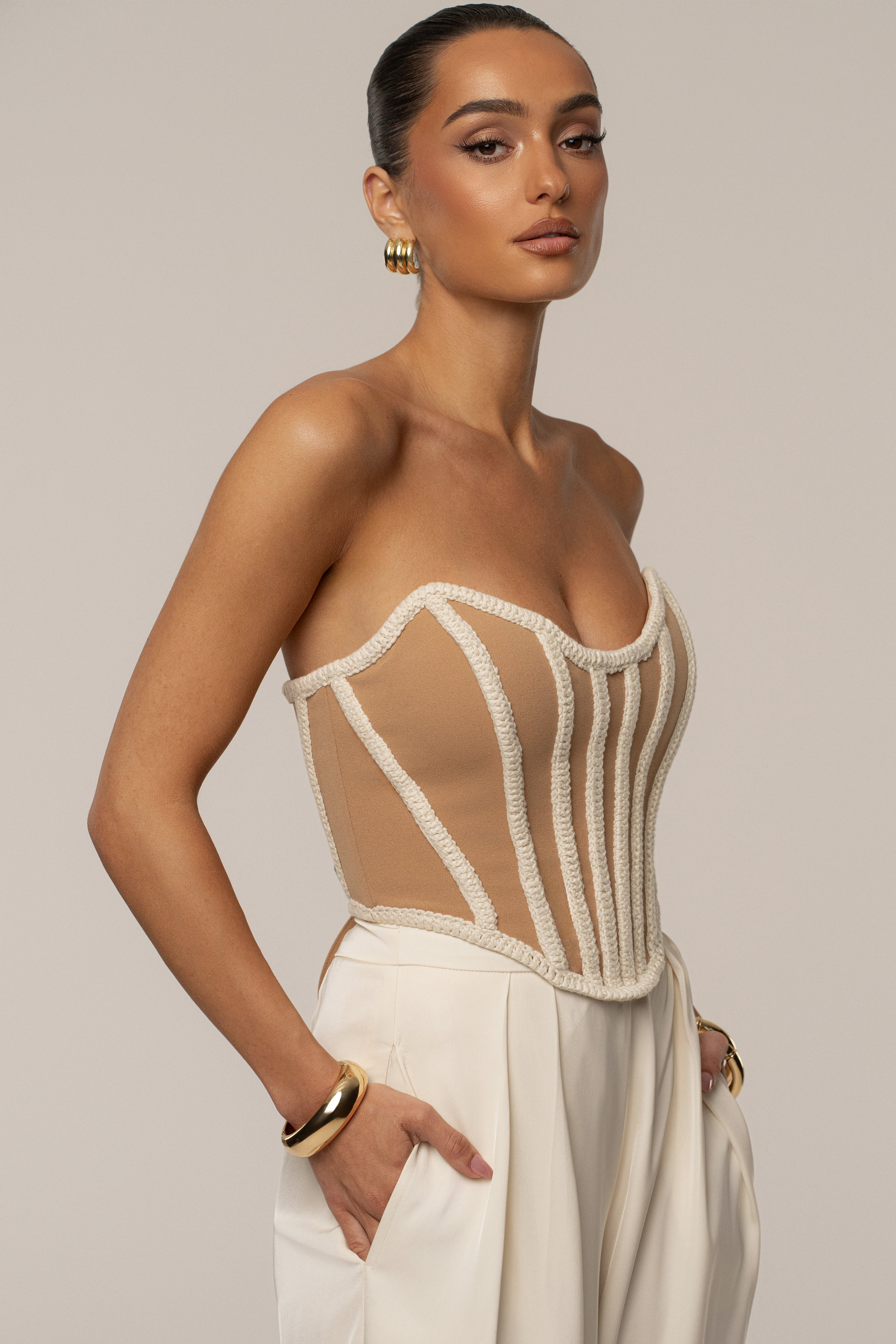 Ivory Cassis Braided Corset - JLUXLABEL