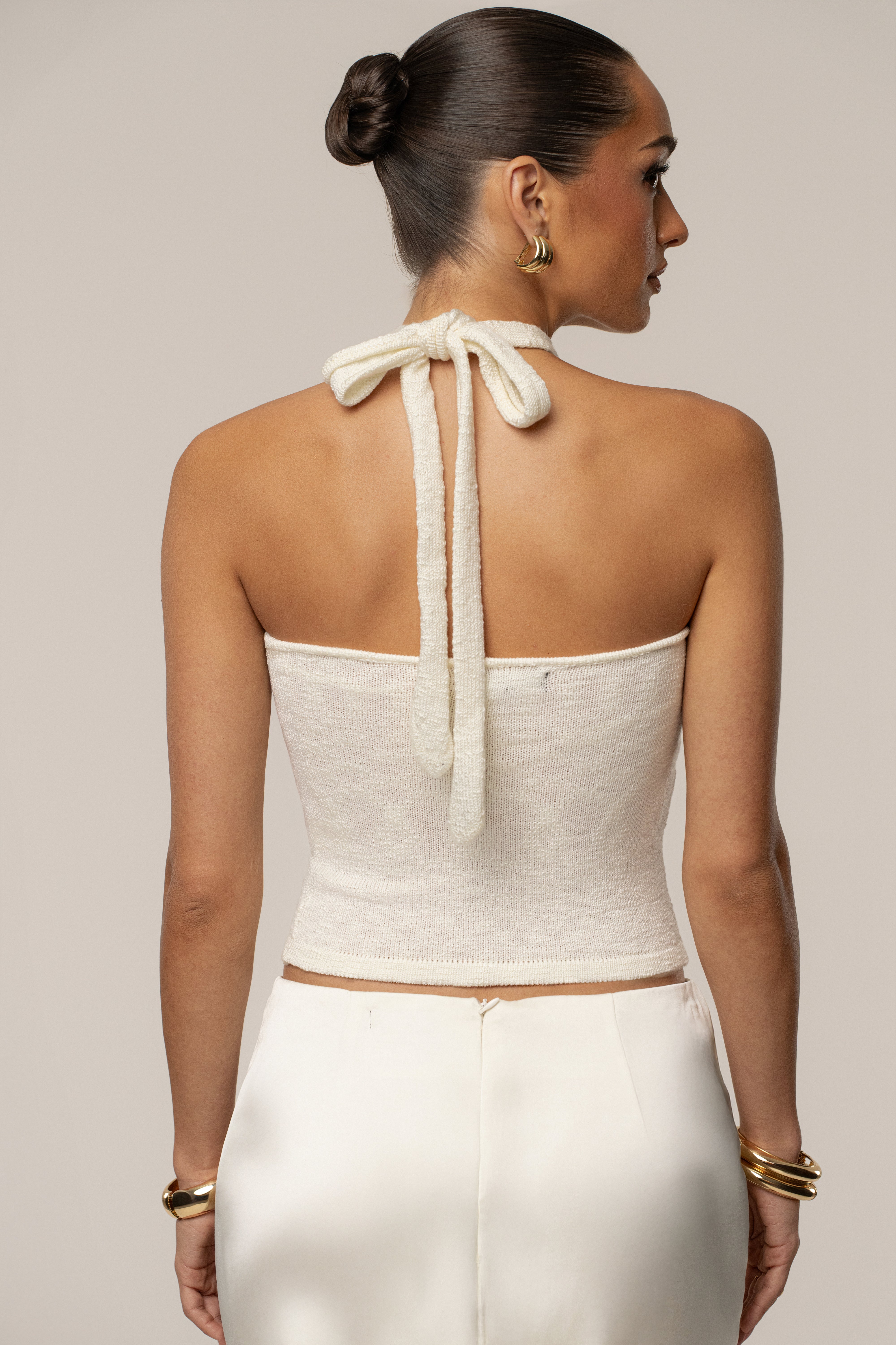 Ivory Ocean Front Halter Top - JLUXLABEL
