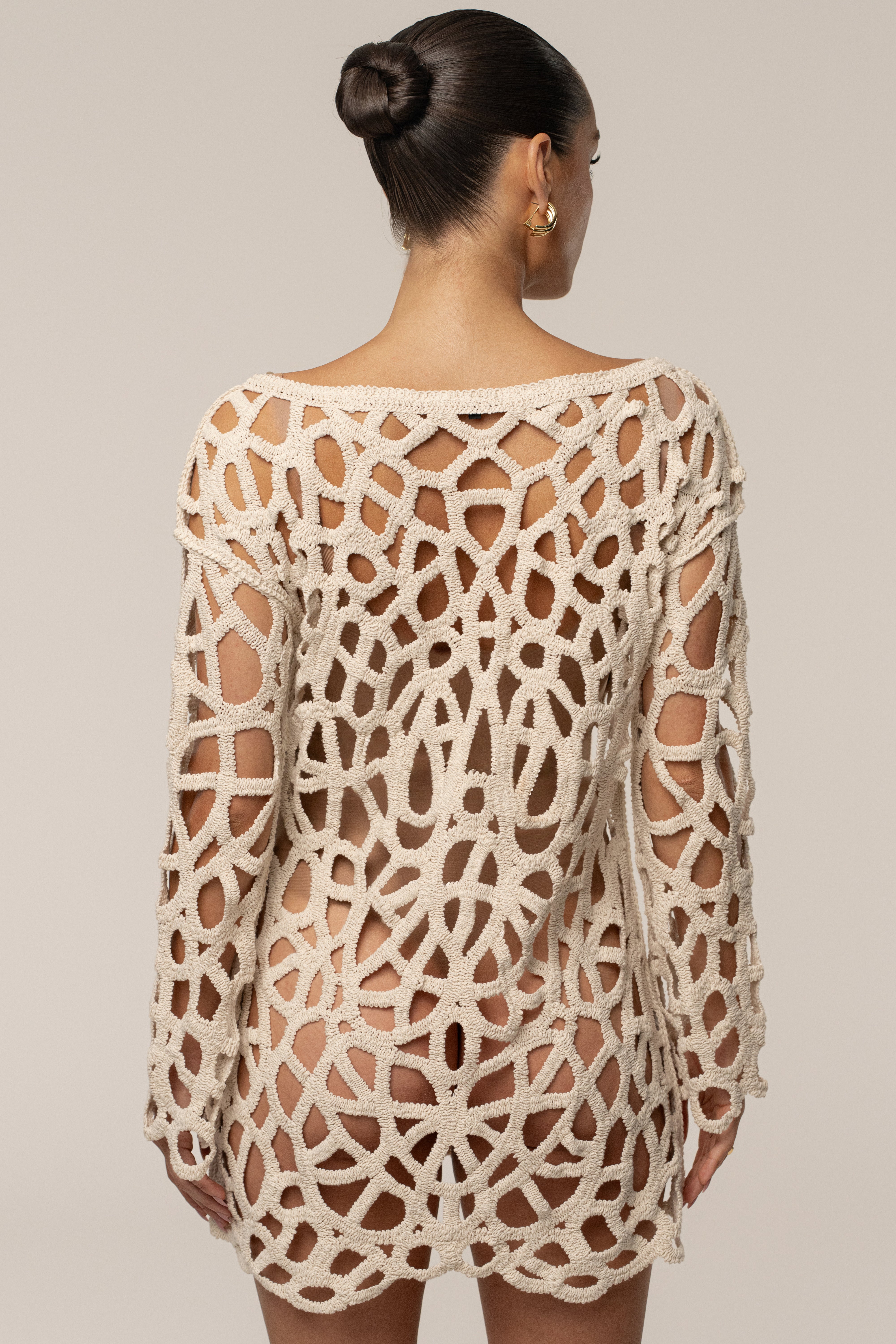 Ecru Seaside Crochet Cover Up - JLUXLABEL