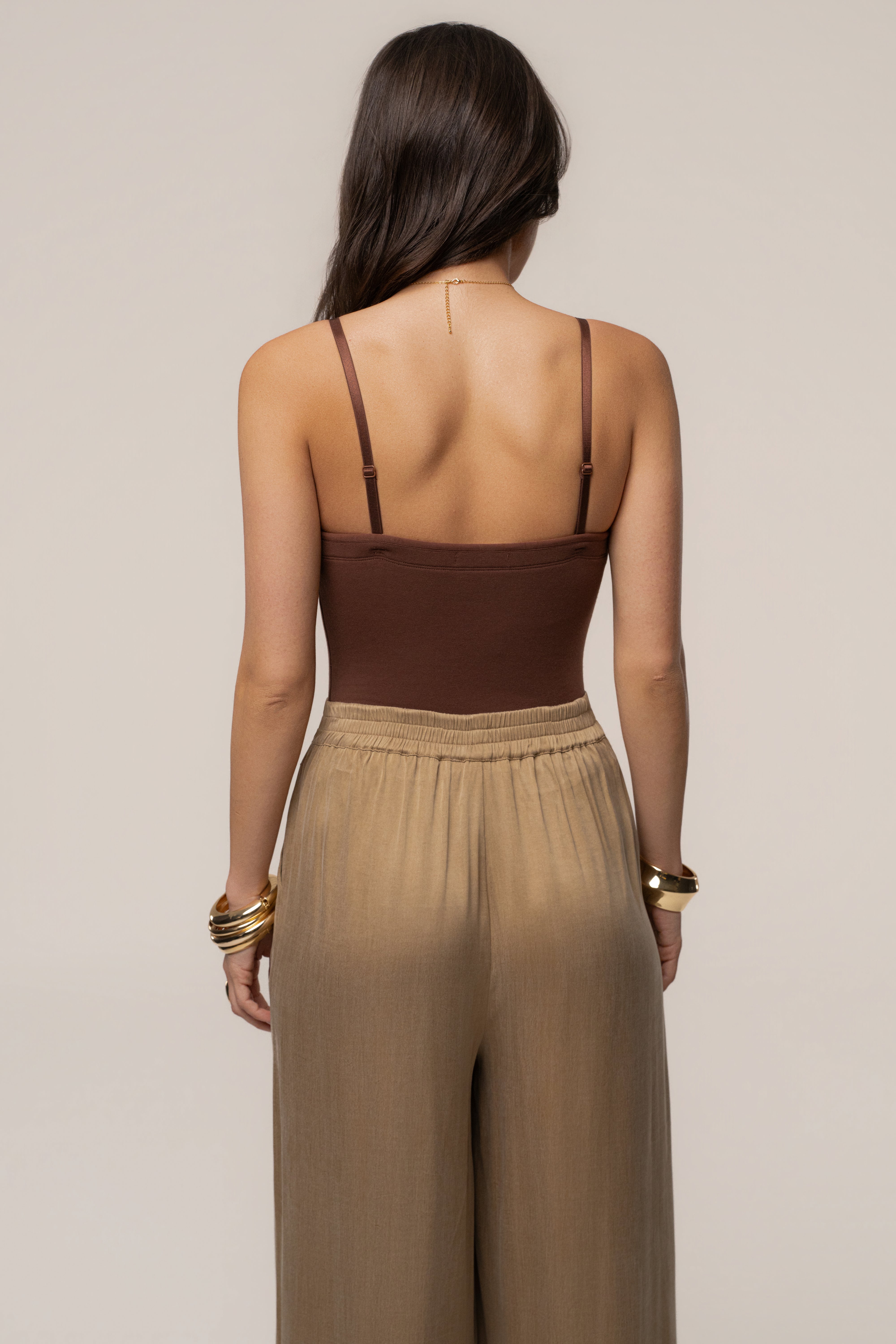 JLUXLABEL Chocolate Sascha strapless bodysuit, stylish black top with fitted design and strapless style, perfect for trendy fashion.