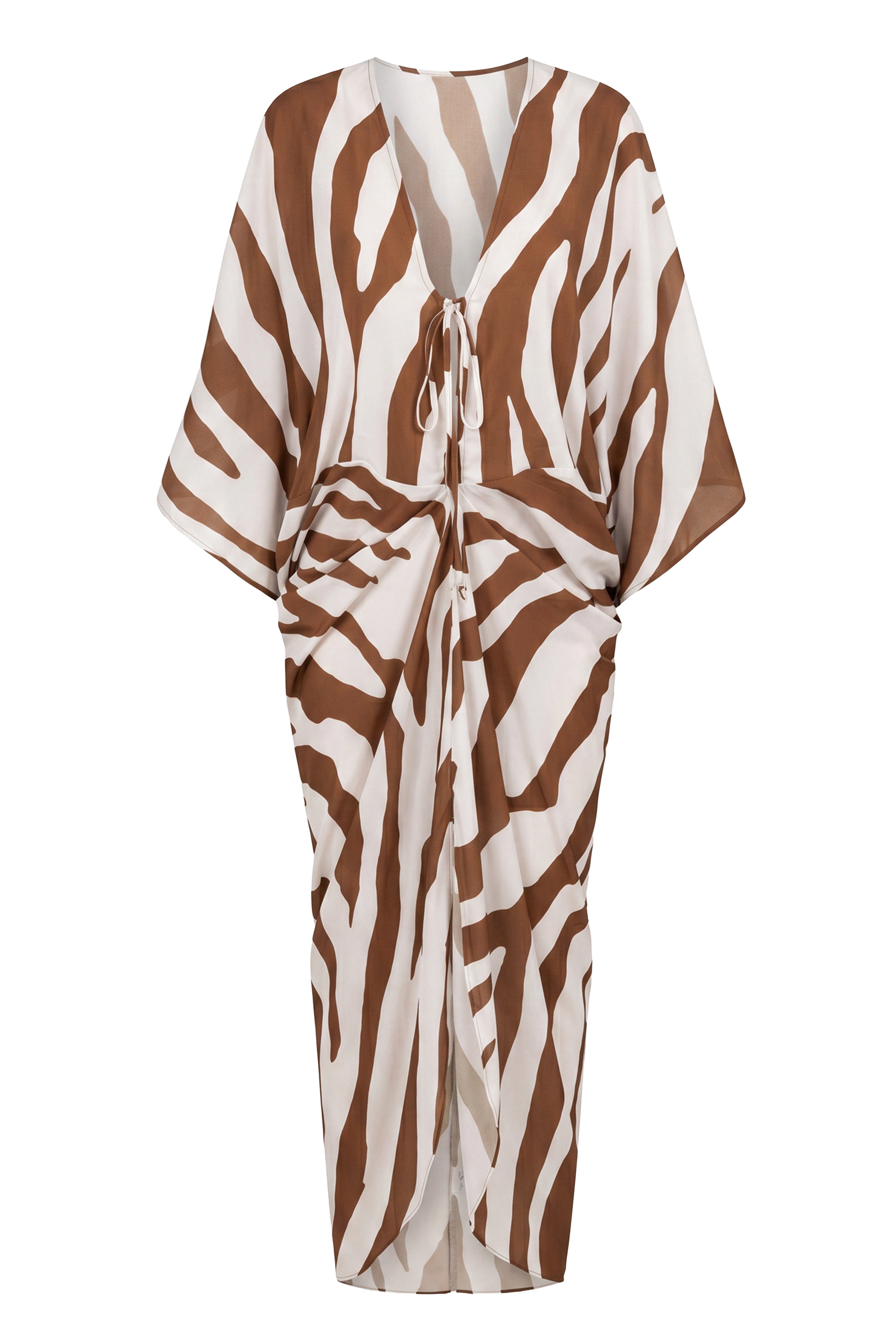 Brown Zebra Longer Days Cover Up Dress by JLUXLABEL, lightweight dress with zebra print and relaxed fit, perfect for summer wear.