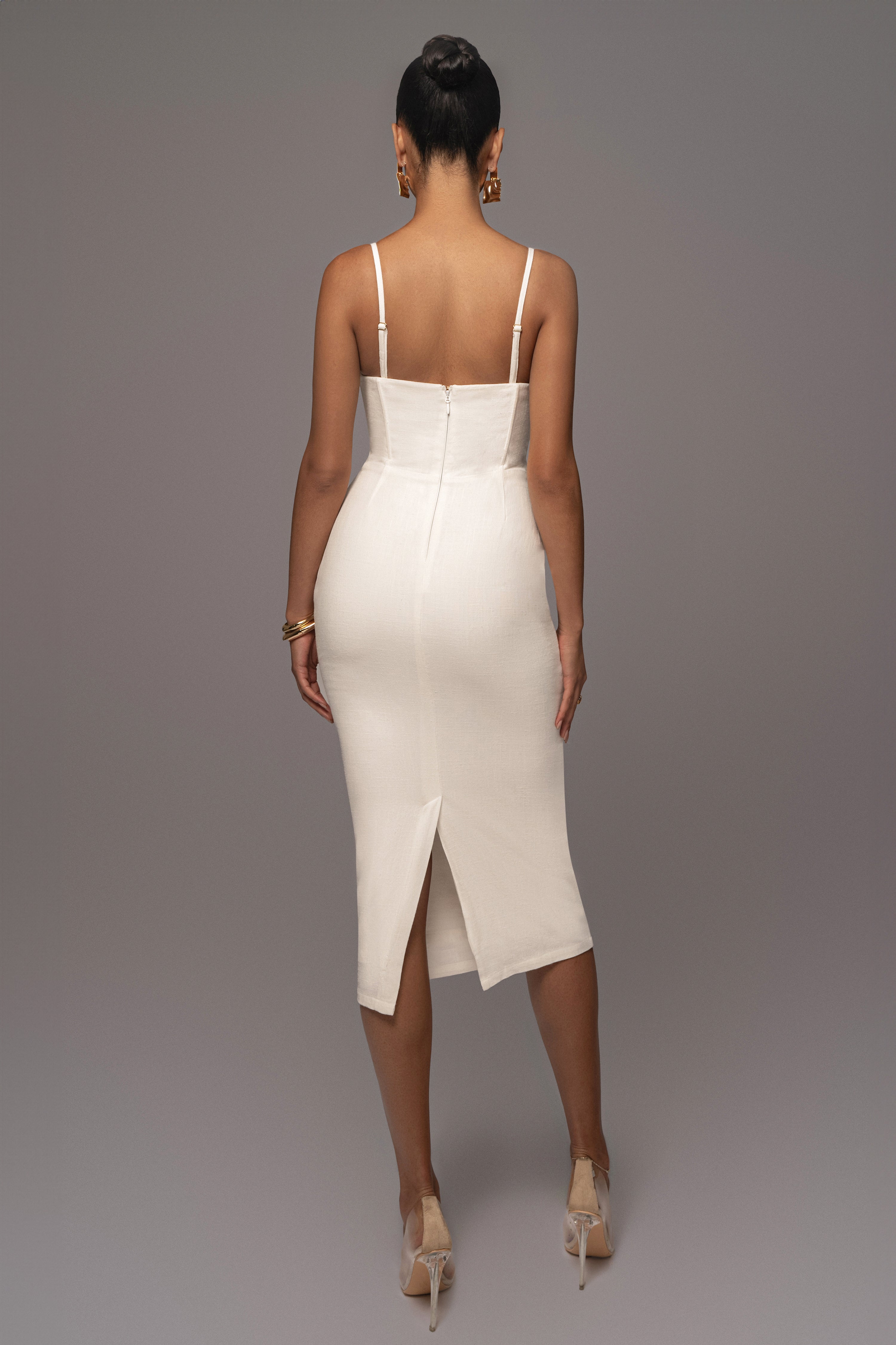 Ivory Private Retreat Linen Dress - JLUXLABEL