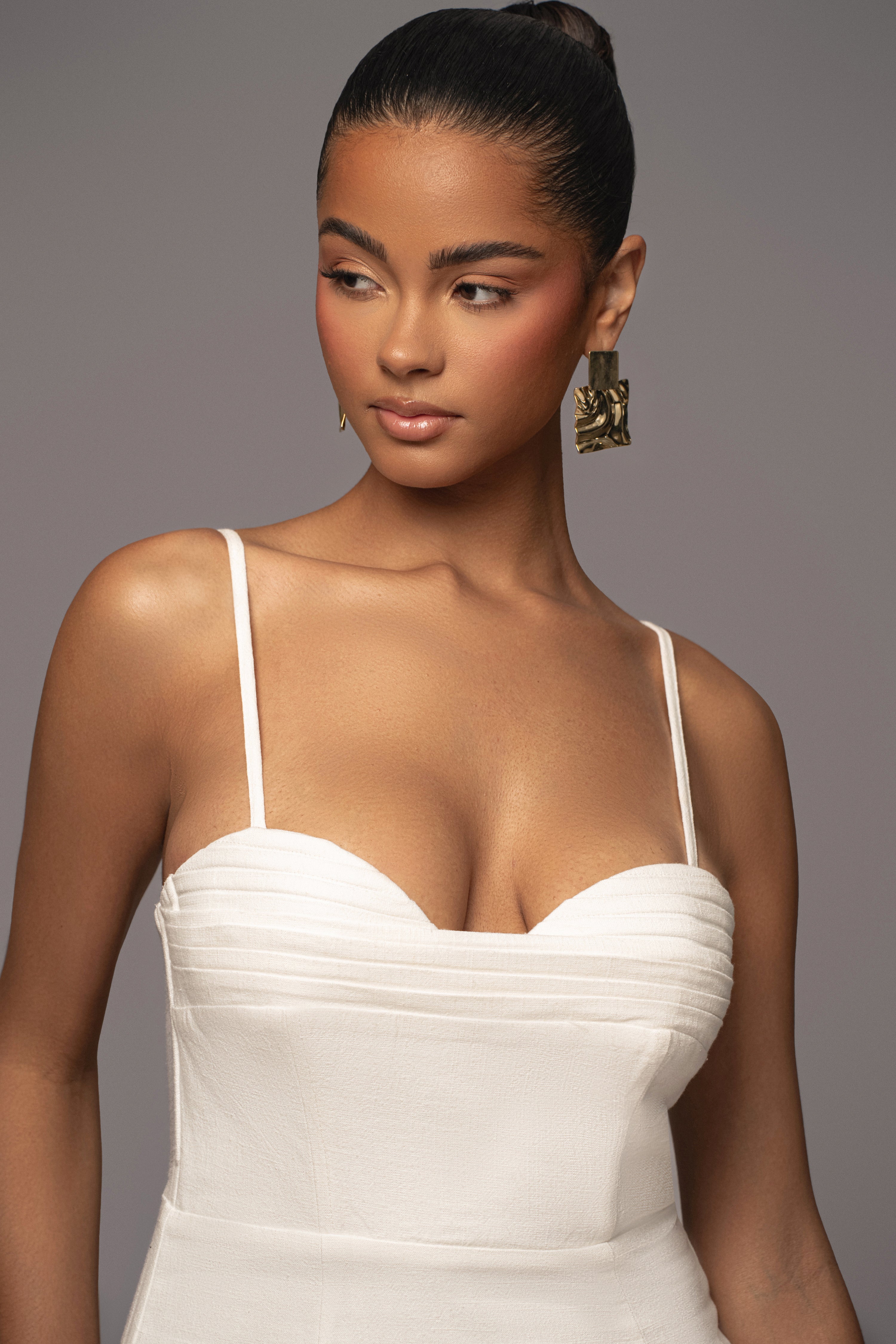 Ivory Private Retreat Linen Dress - JLUXLABEL