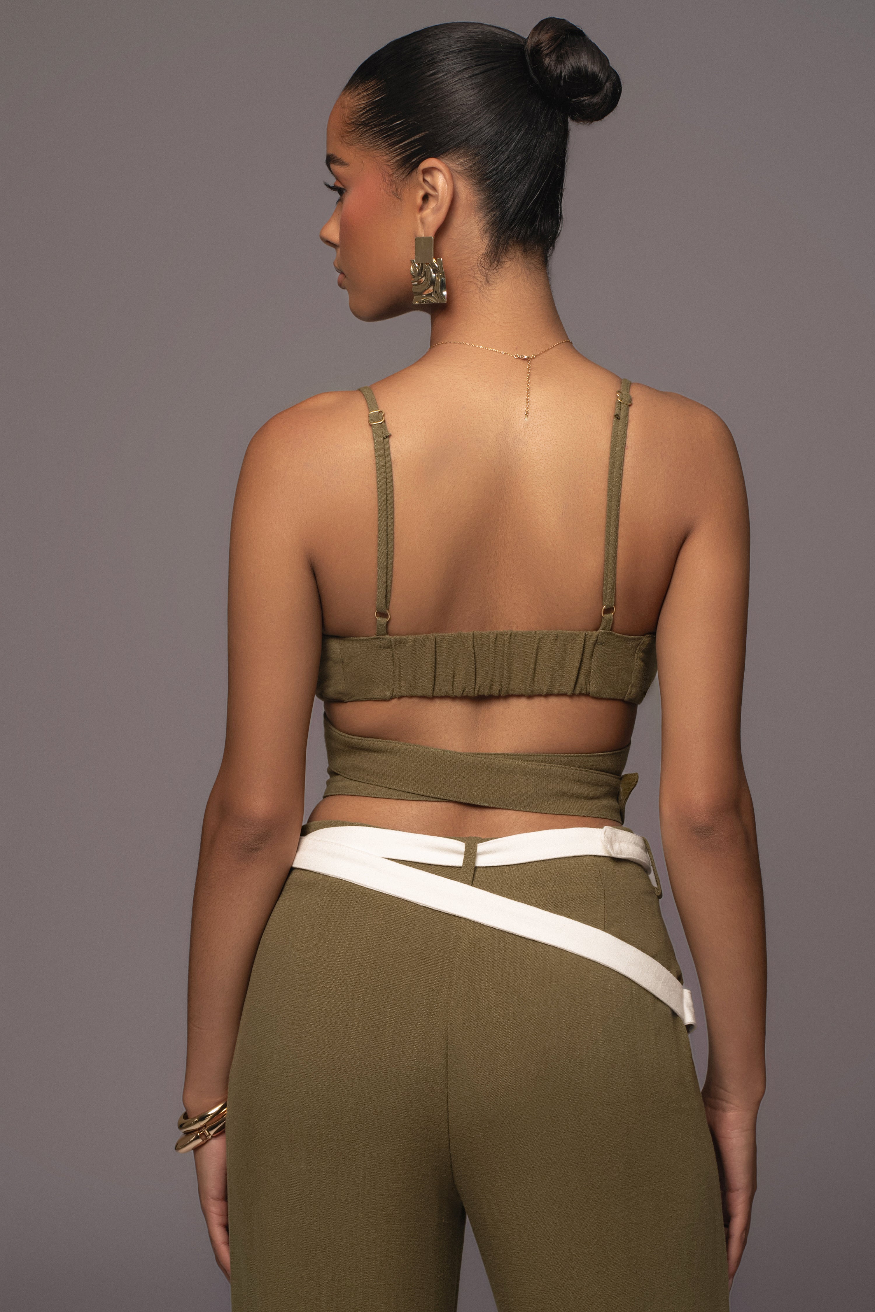 Olive Palm Beach Belted Linen Pants - JLUXLABEL