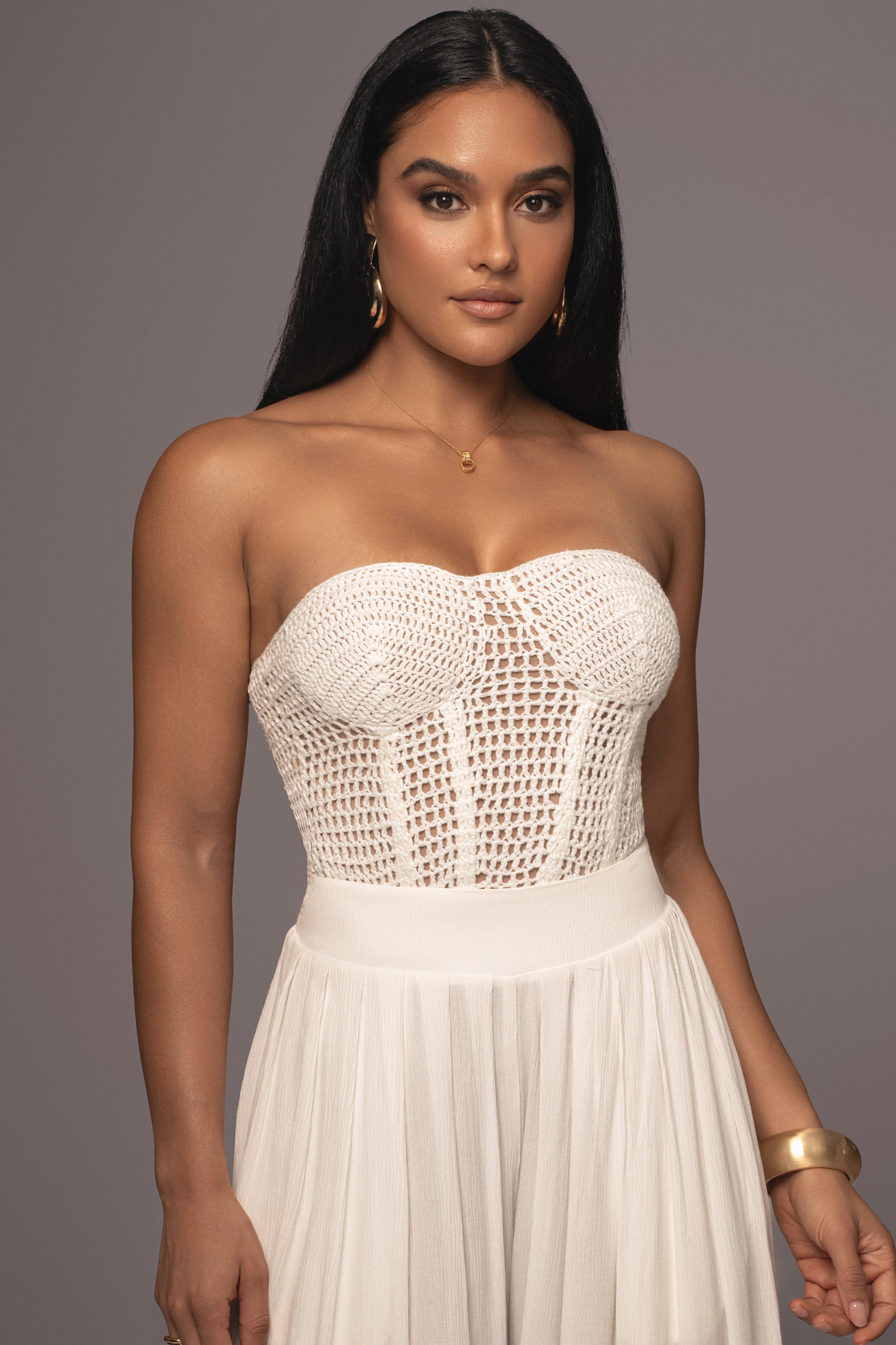 White Want It All Crochet Bustier - JLUXLABEL