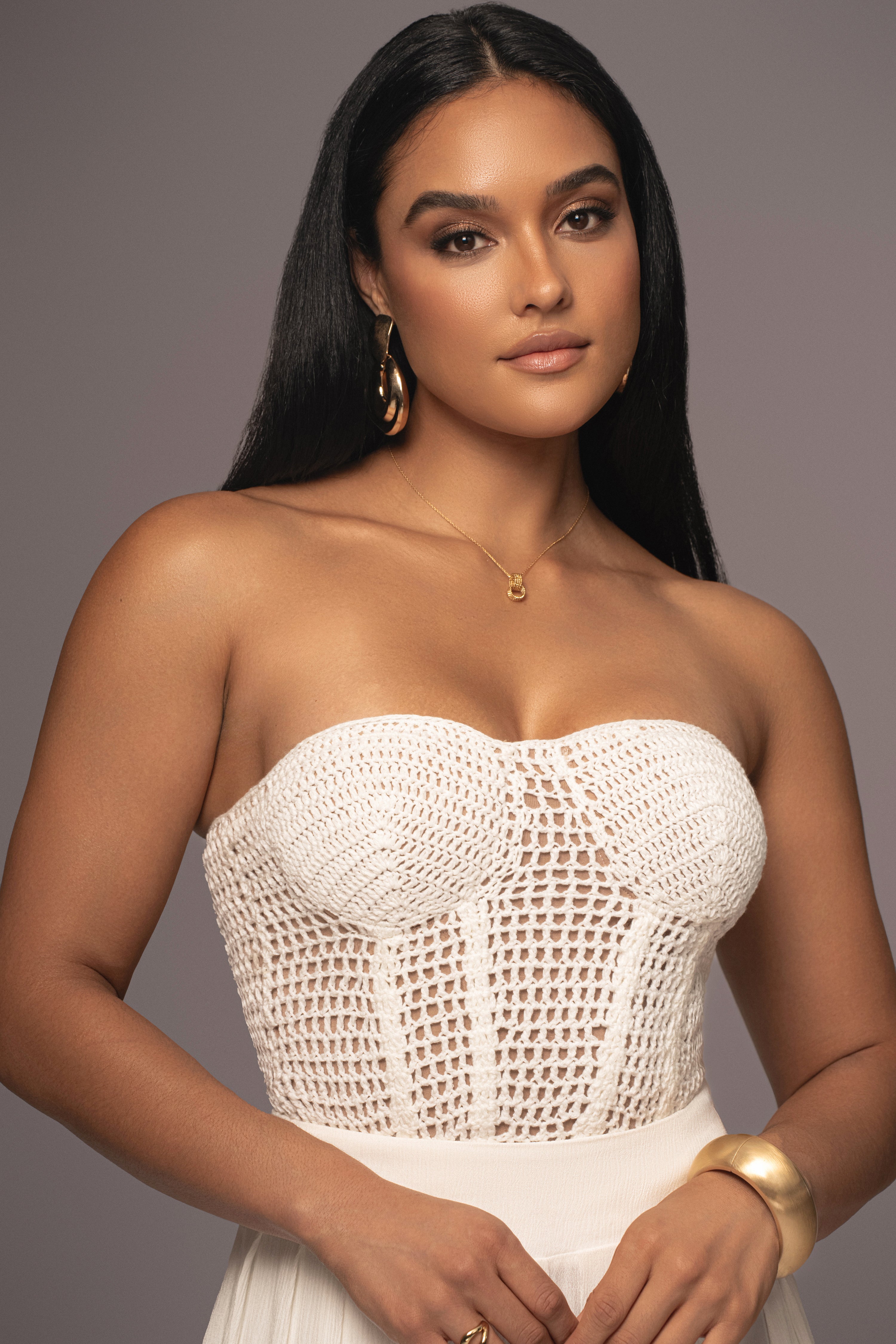 White Want It All Crochet Bustier - JLUXLABEL