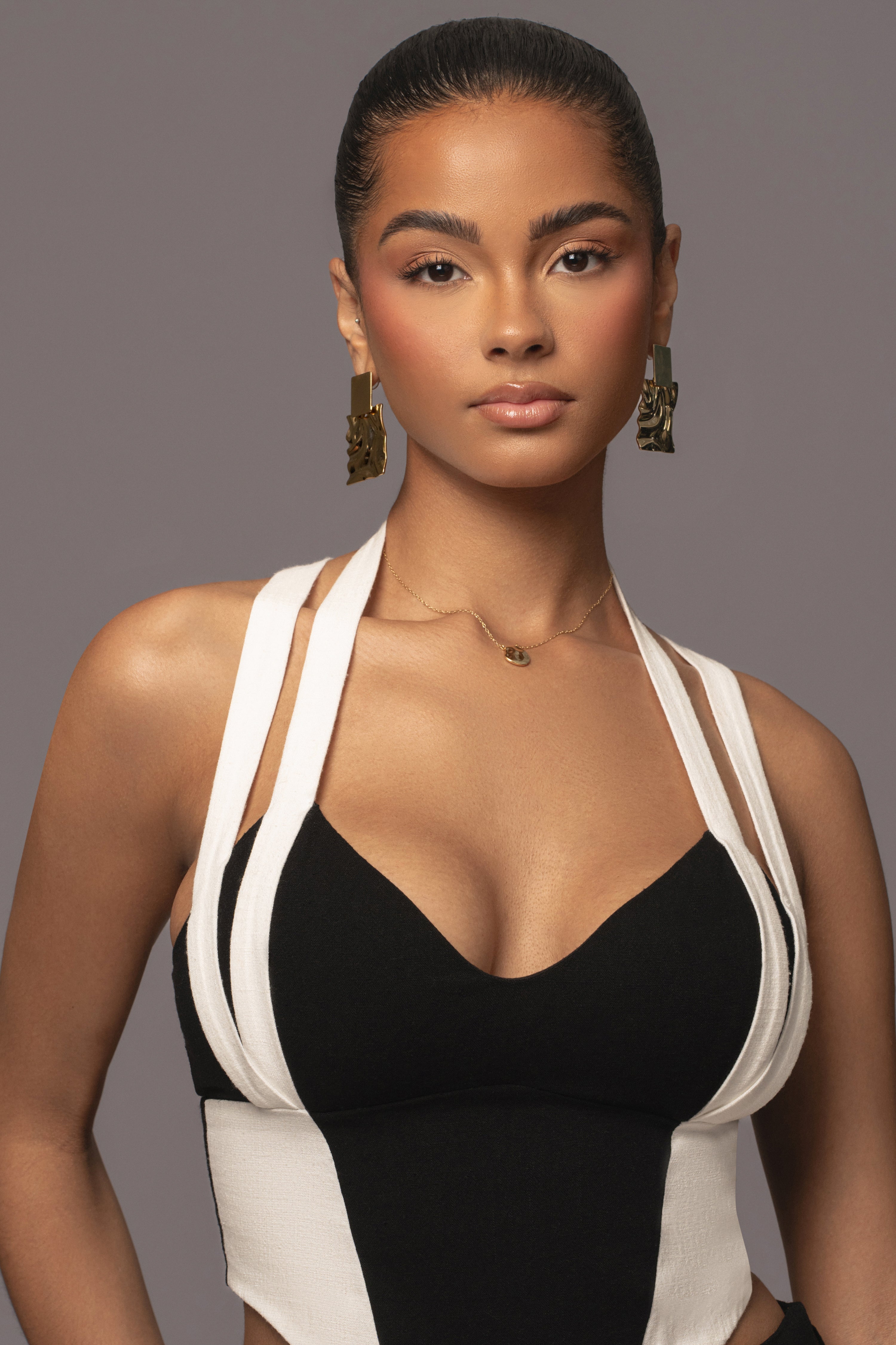 Black/Ivory Renewal Linen Bustier - JLUXLABEL