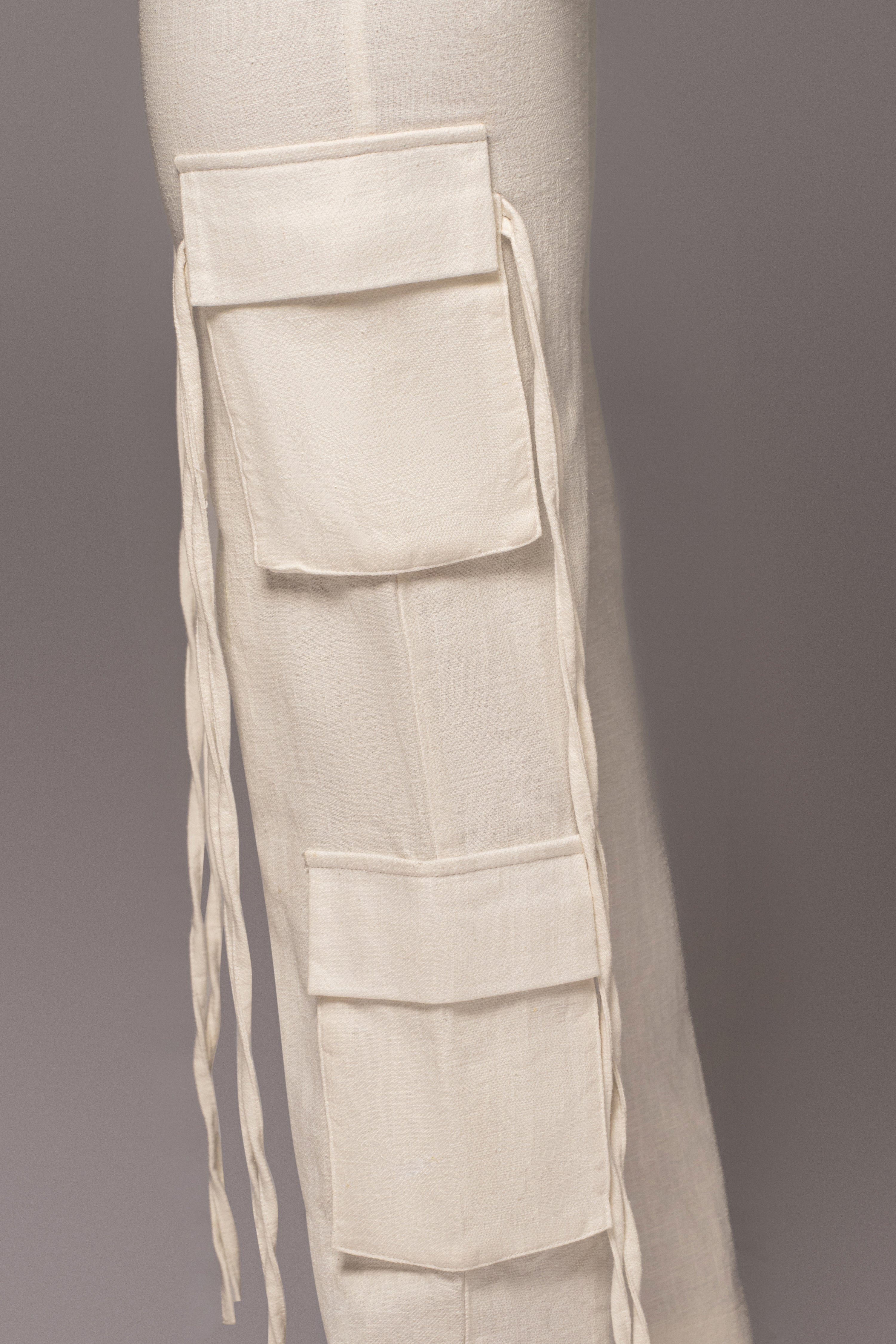 White Better Half Linen Utility Pants - JLUXLABEL
