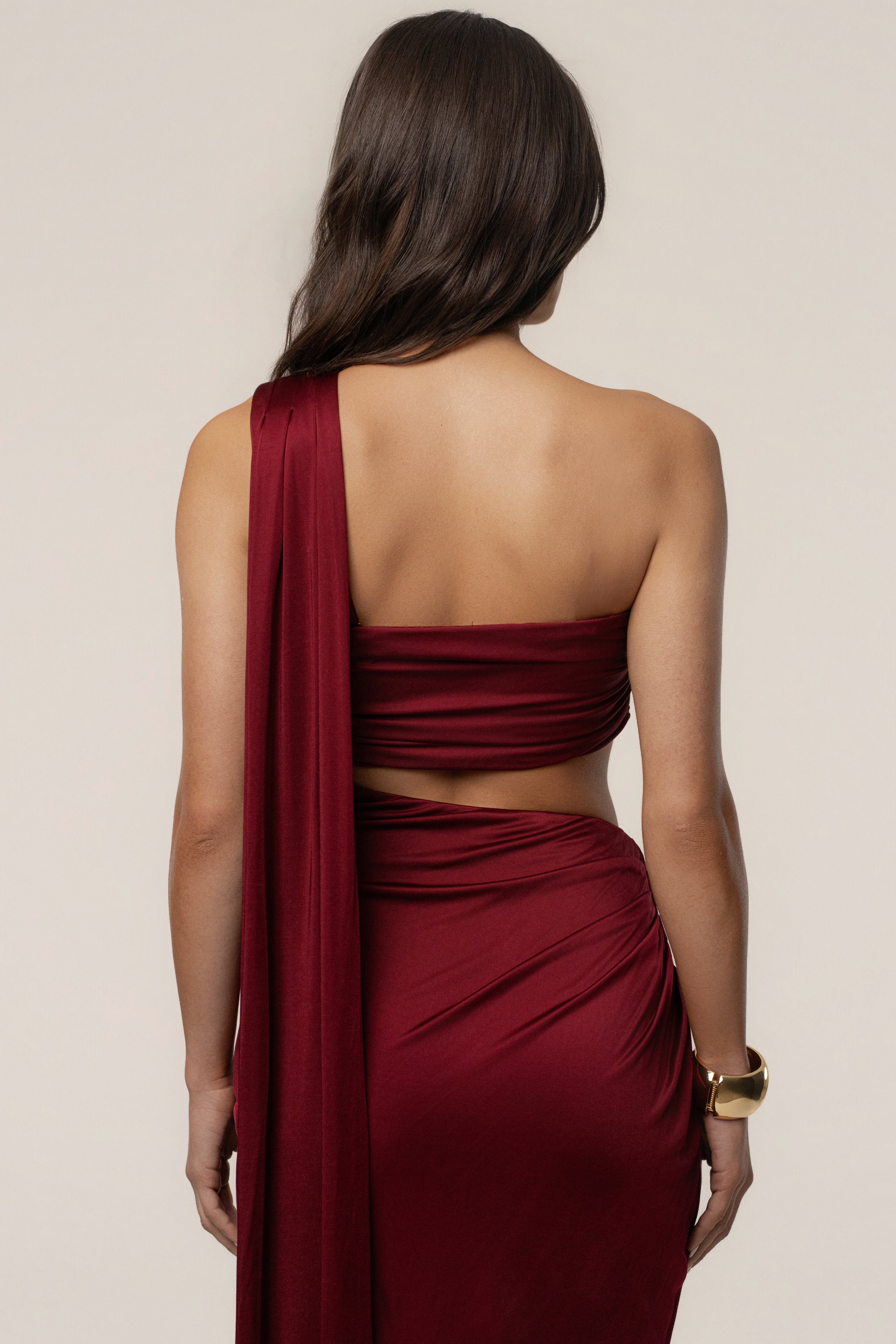 Burgundy Love And Legacy Draped Dress - JLUXLABEL