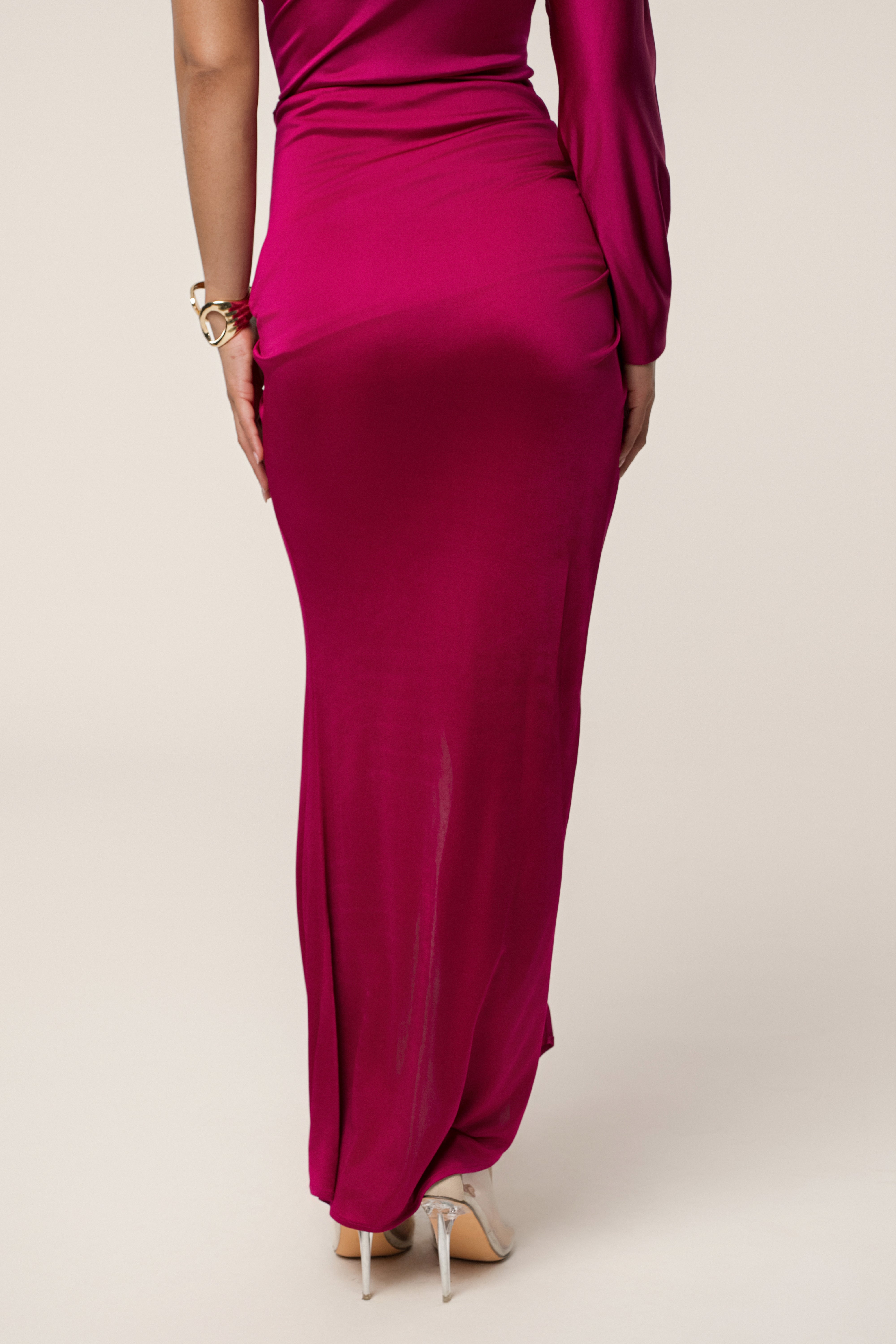 Berry Mira Drape Maxi Skirt - JLUXLABEL