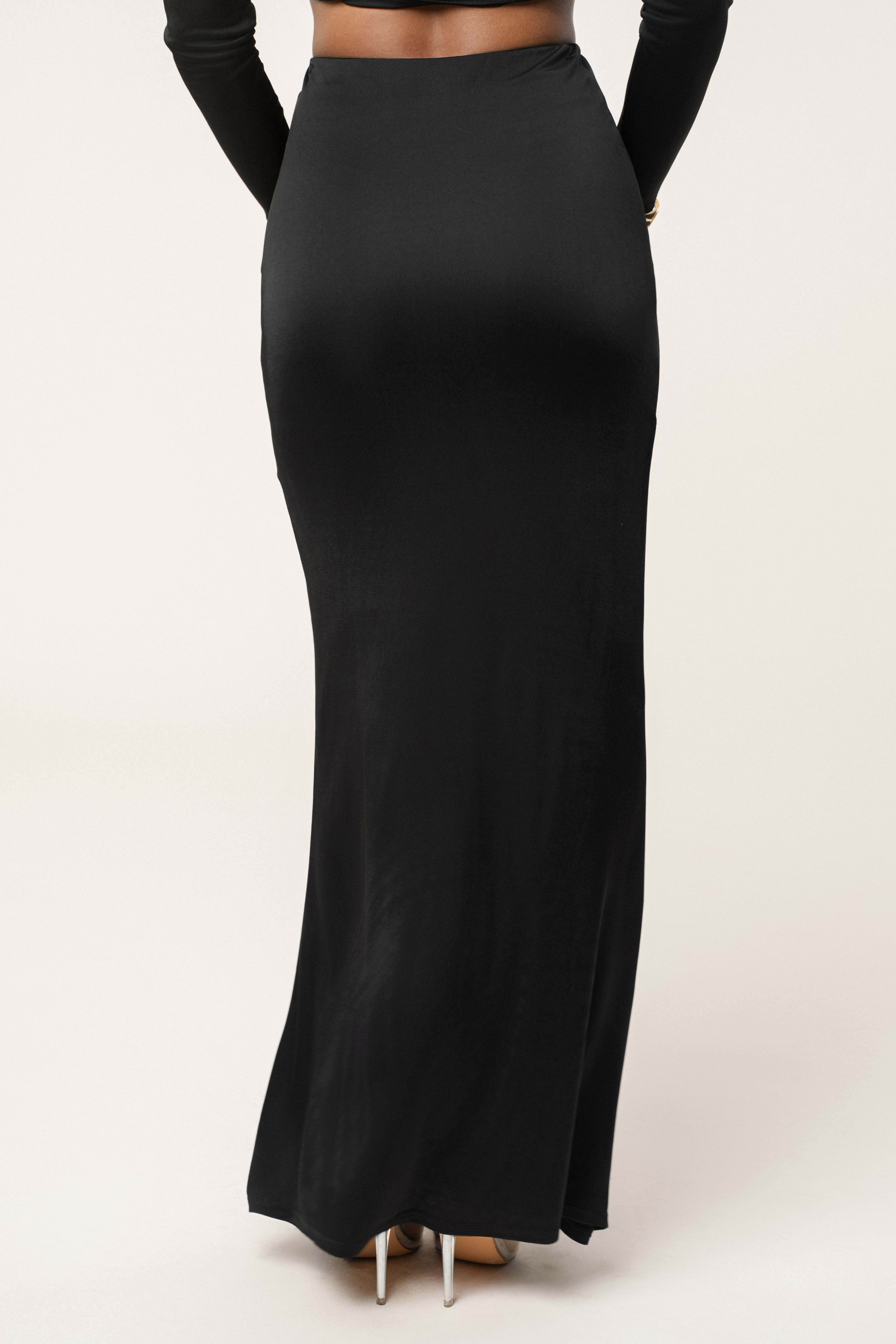 Black Ultra High Waist Maxi Skirt - JLUXLABEL