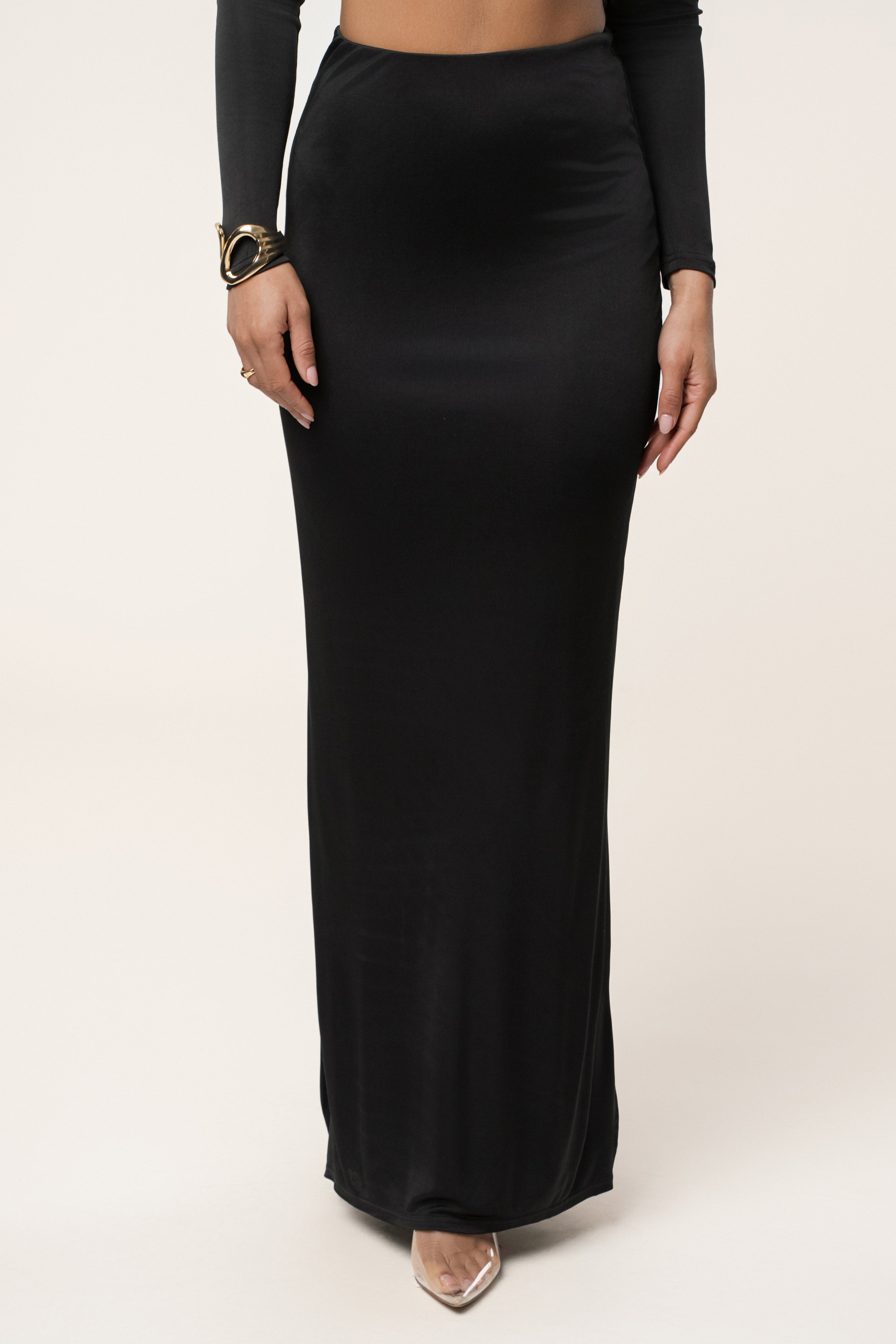 Black Ultra High Waist Maxi Skirt - JLUXLABEL