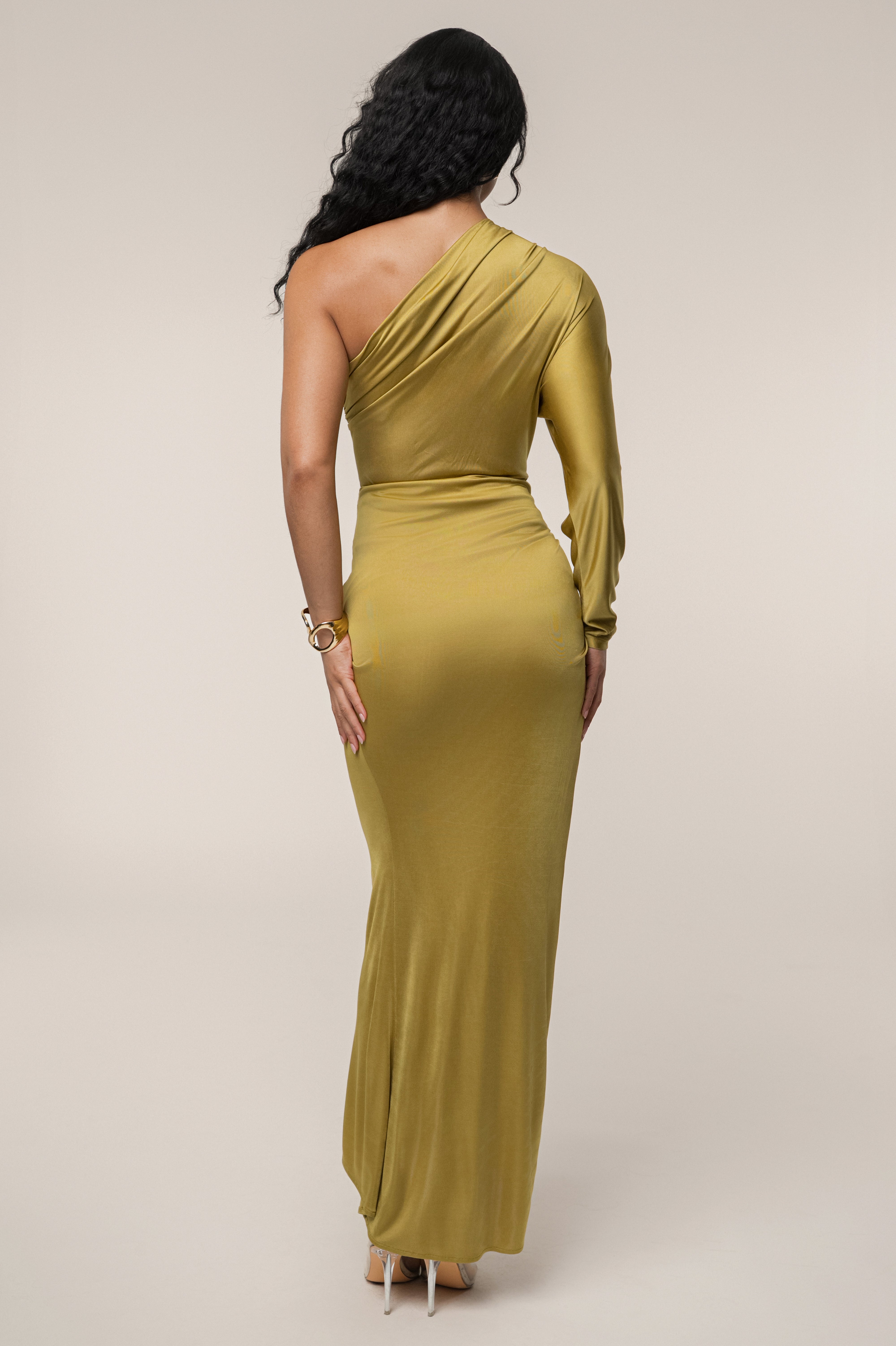 Lime Mira Drape Maxi Skirt - JLUXLABEL