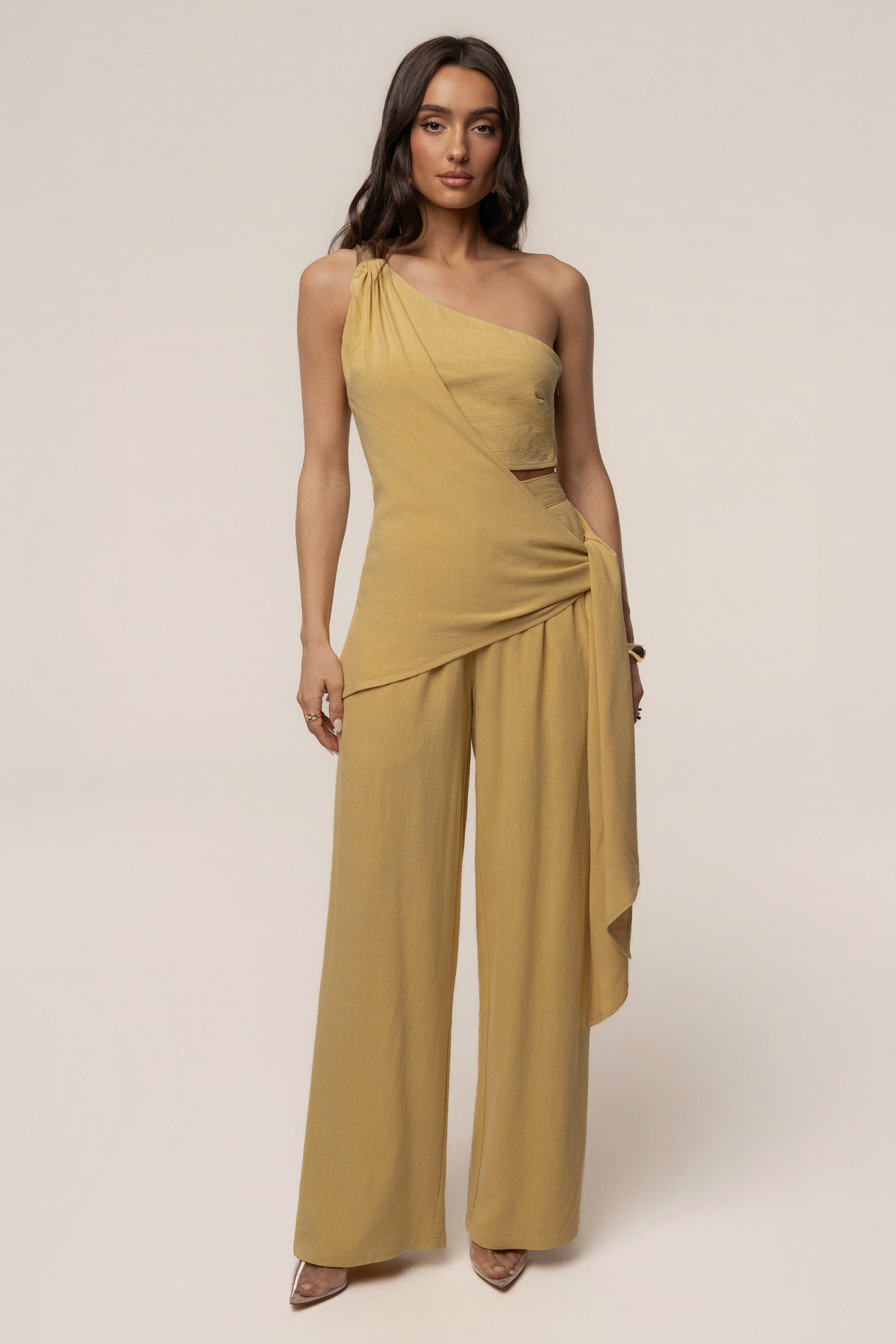 Yellow Thea Linen Pants - JLUXLABEL