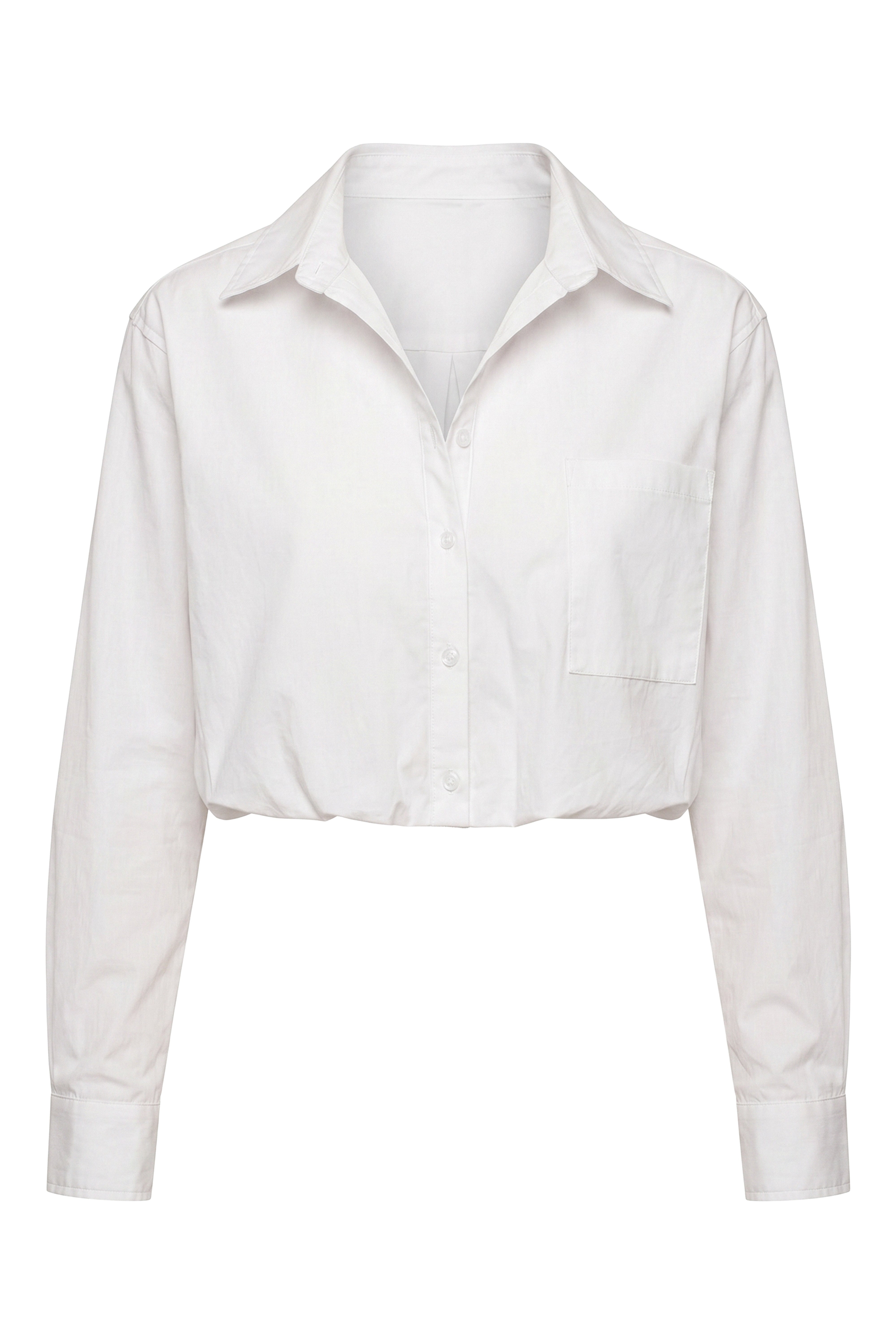 White Minimalist Button Down Crop - JLUXLABEL