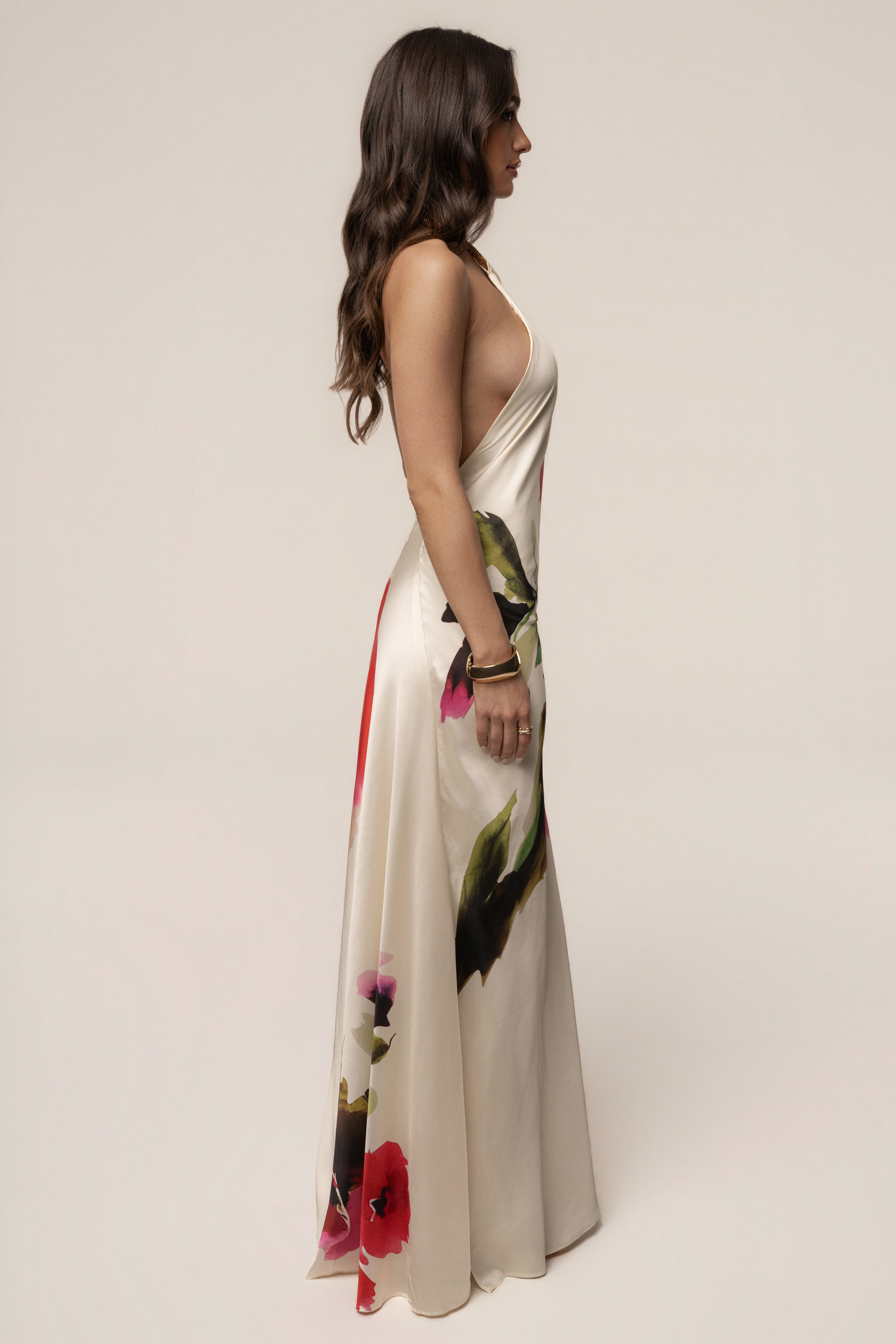 Ivory Print Audrey Maxi Dress - JLUXLABEL