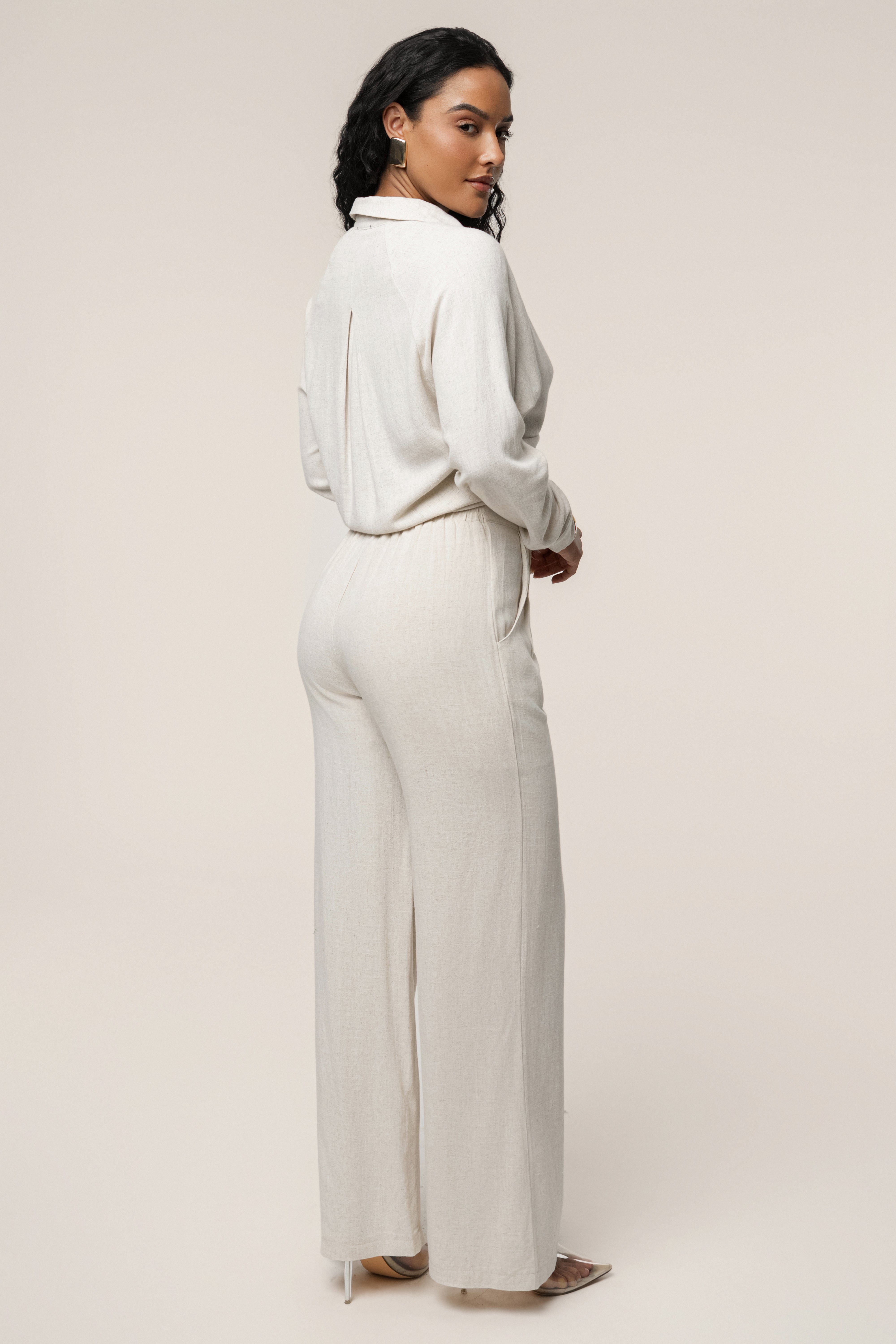 Stone Soho Front Tied Woven Top - JLUXLABEL