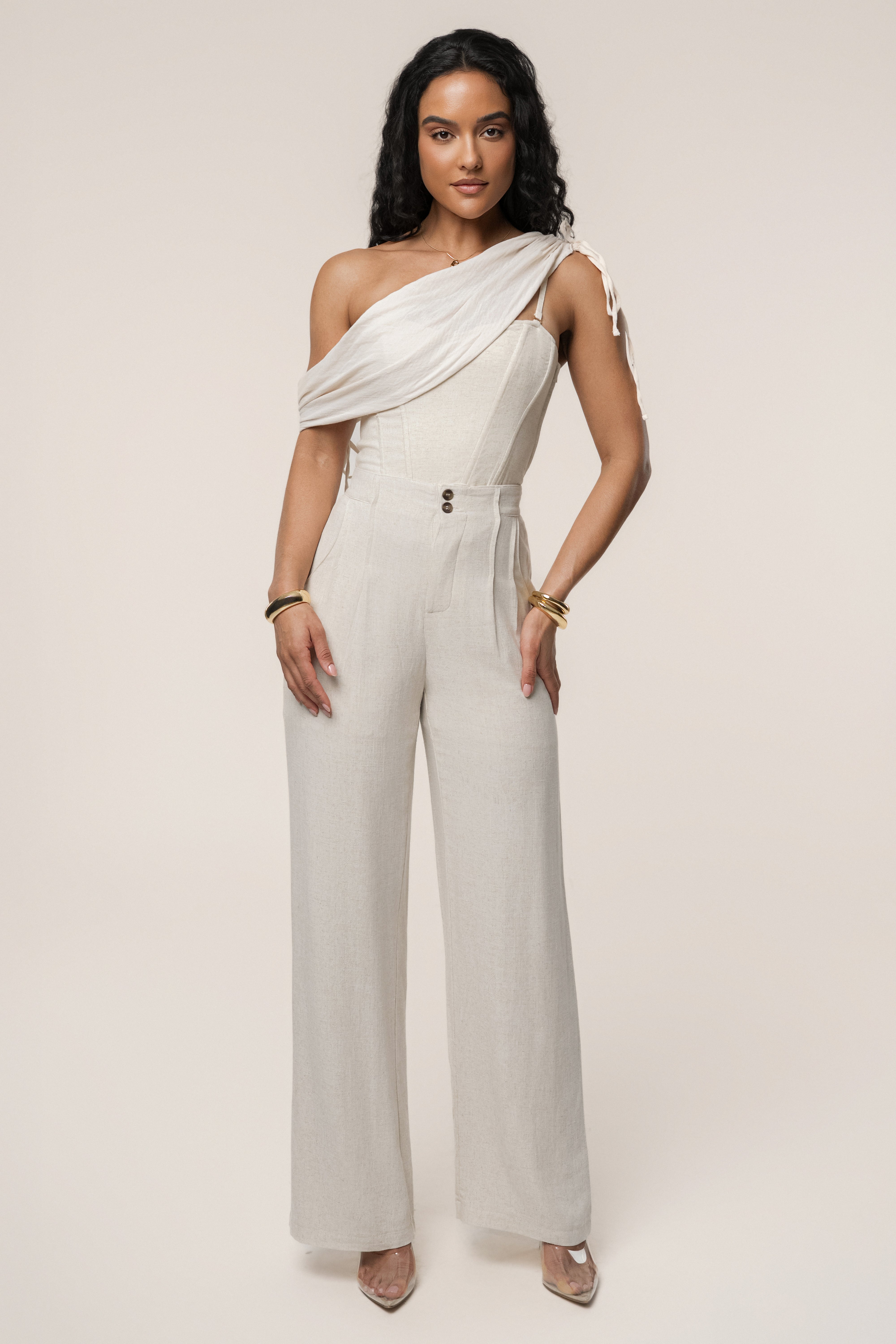 Natural New Obsession Draped Top - JLUXLABEL