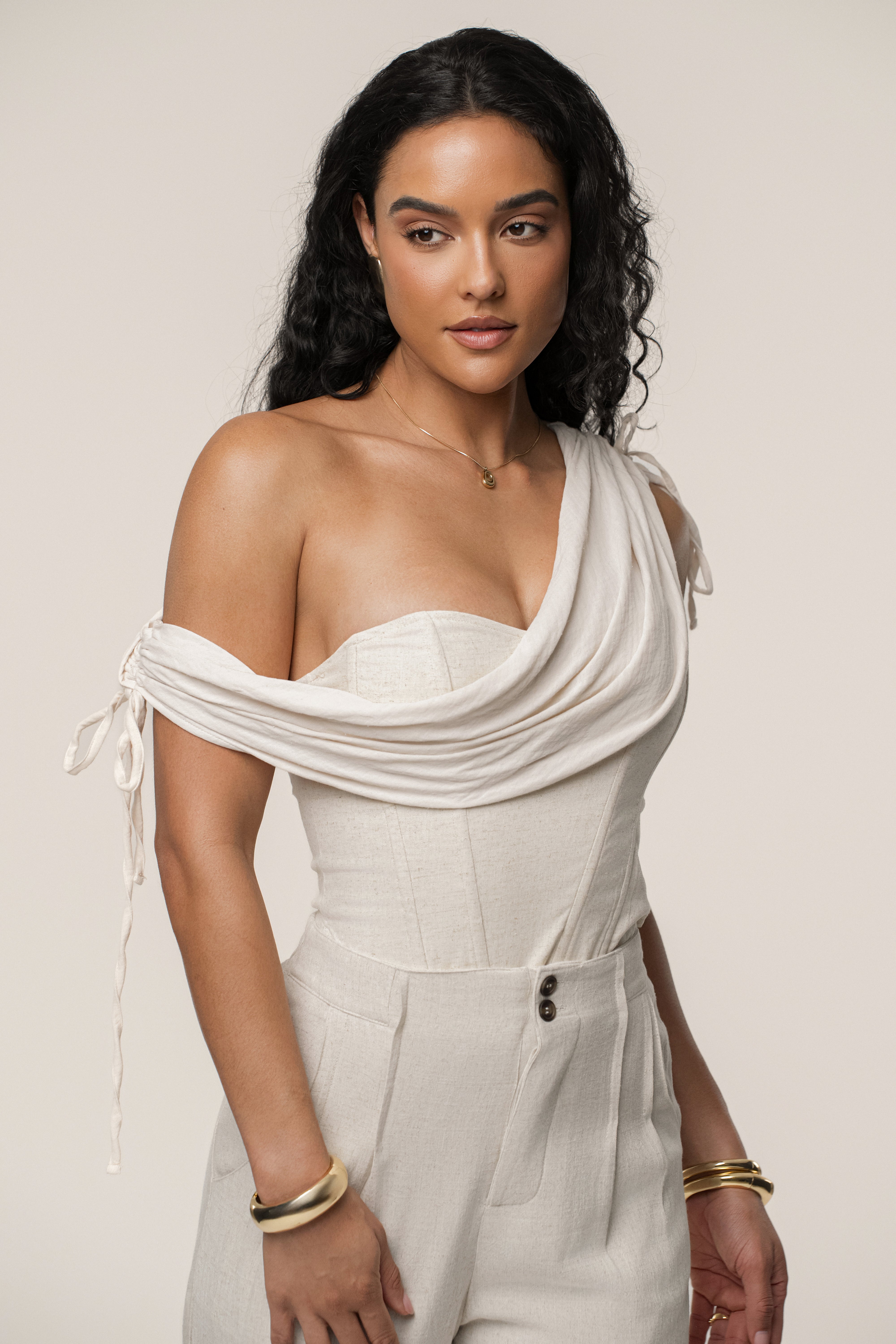 Natural New Obsession Draped Top - JLUXLABEL