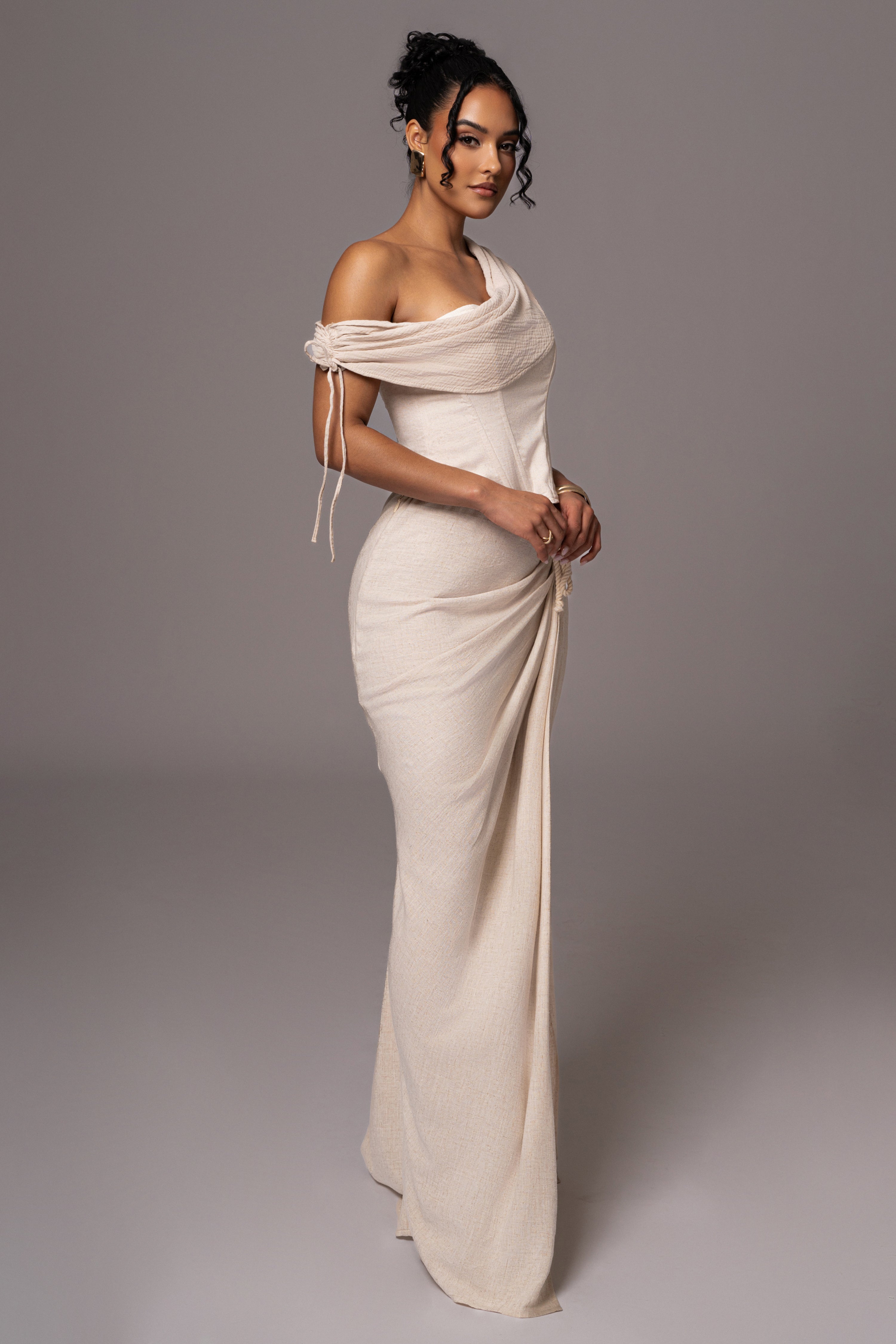 Natural New Obsession Draped Top - JLUXLABEL