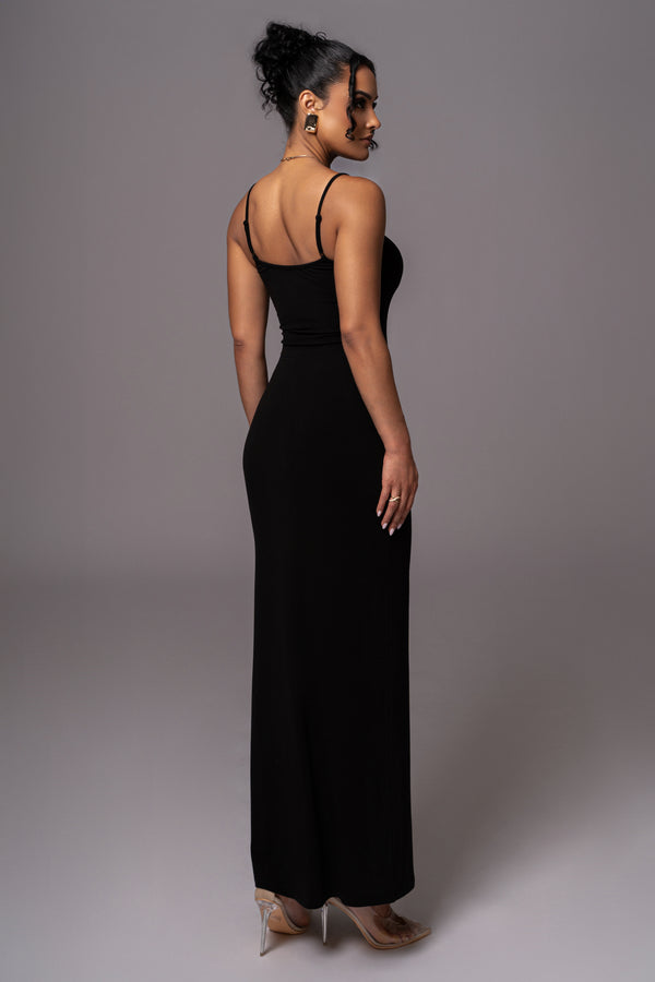 Black Smooth Simplicity Maxi Dress - JLUXLABEL