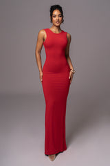 Red JLUXBASIX FRONT AND CENTER MAXI DRESS - JLUXLABEL