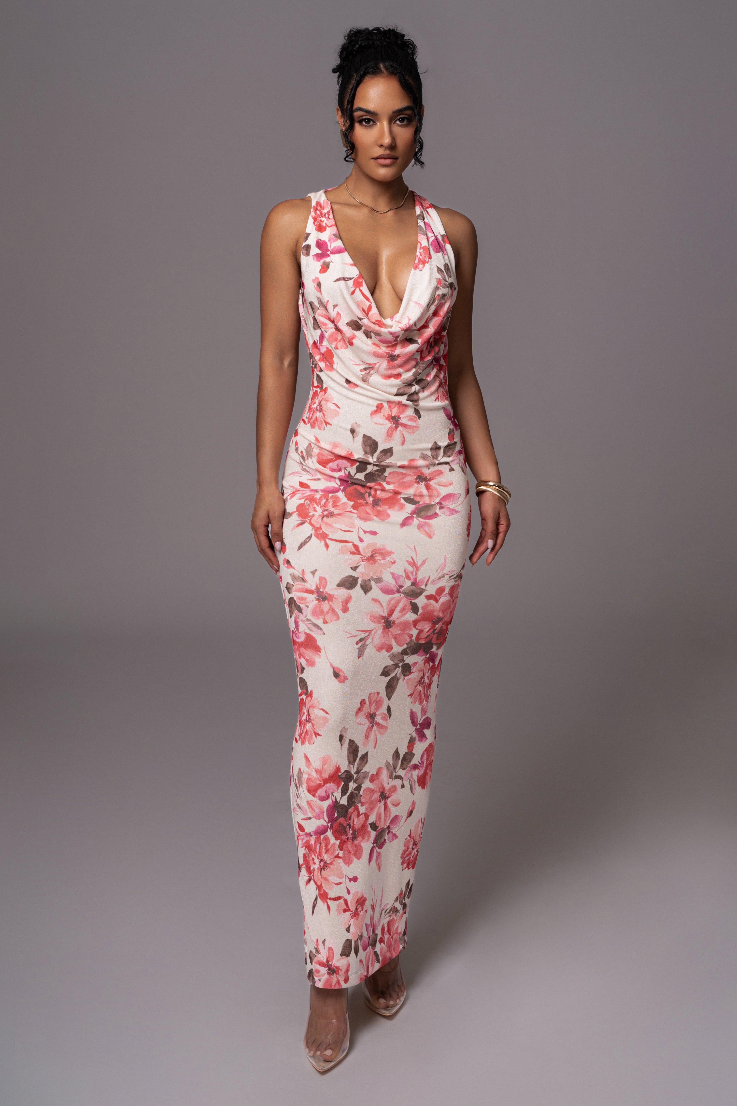 Ivory Floral Highlights Floral Maxi Dress - JLUXLABEL