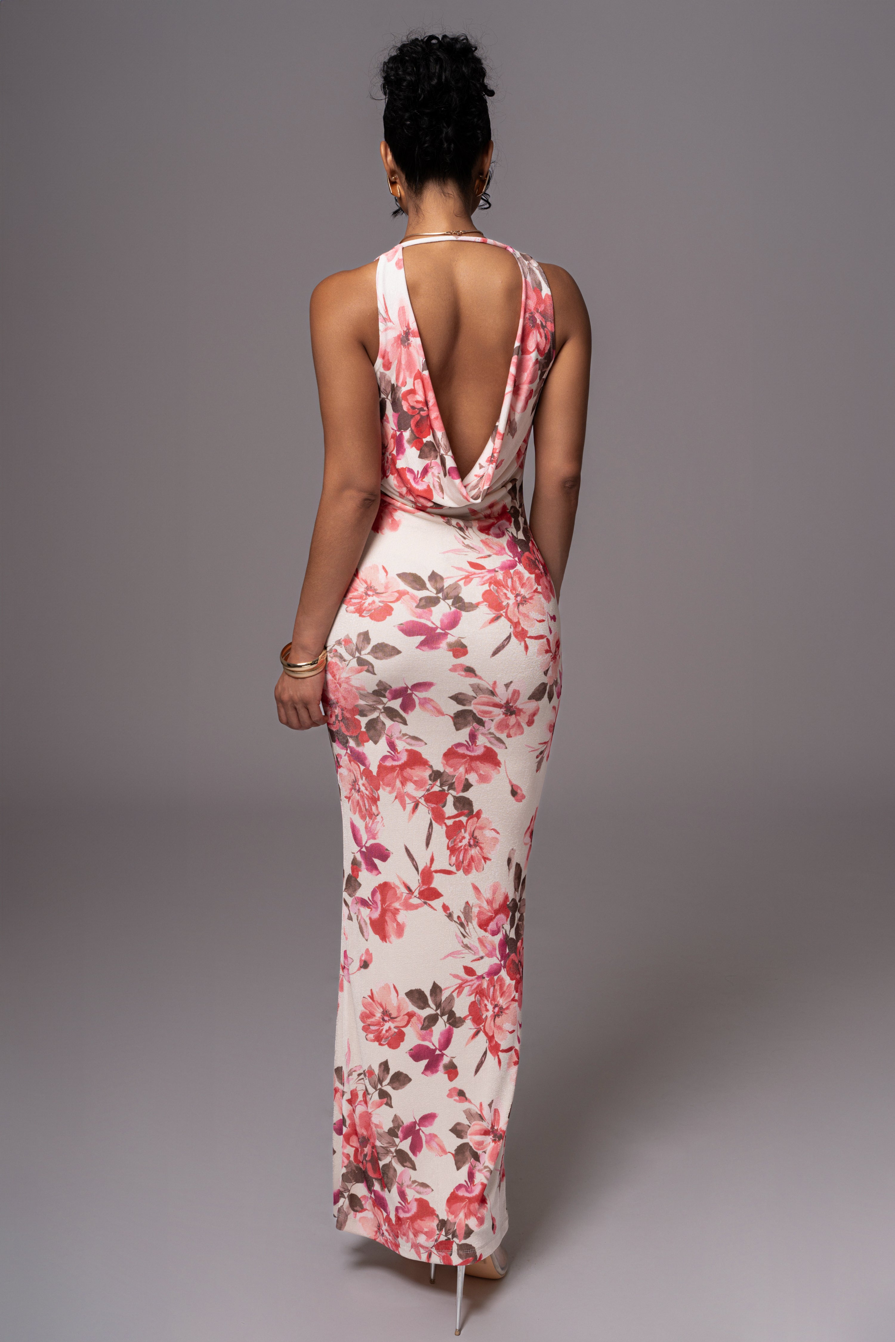 Ivory Floral Highlights Floral Maxi Dress - JLUXLABEL