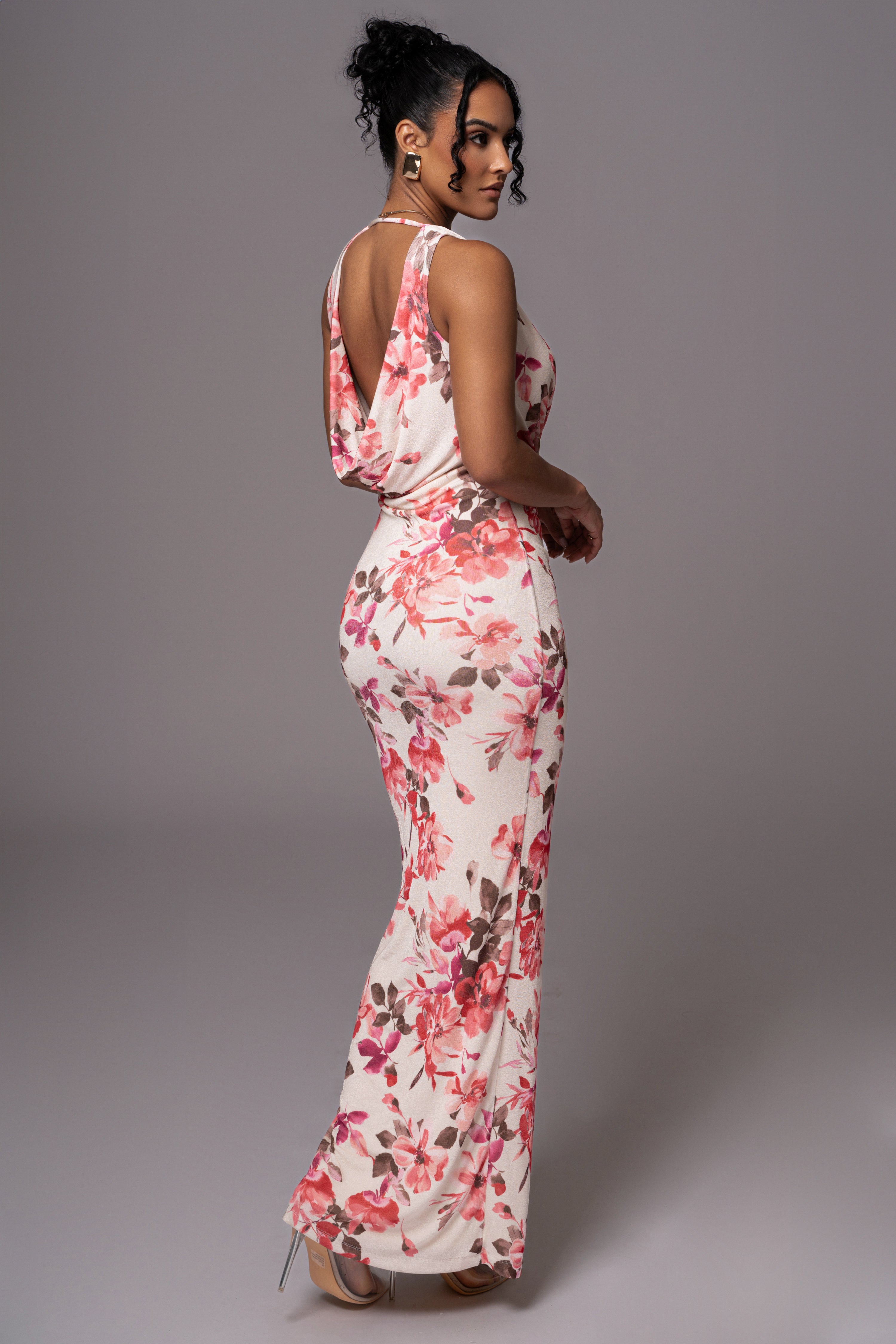 Ivory Floral Highlights Floral Maxi Dress - JLUXLABEL