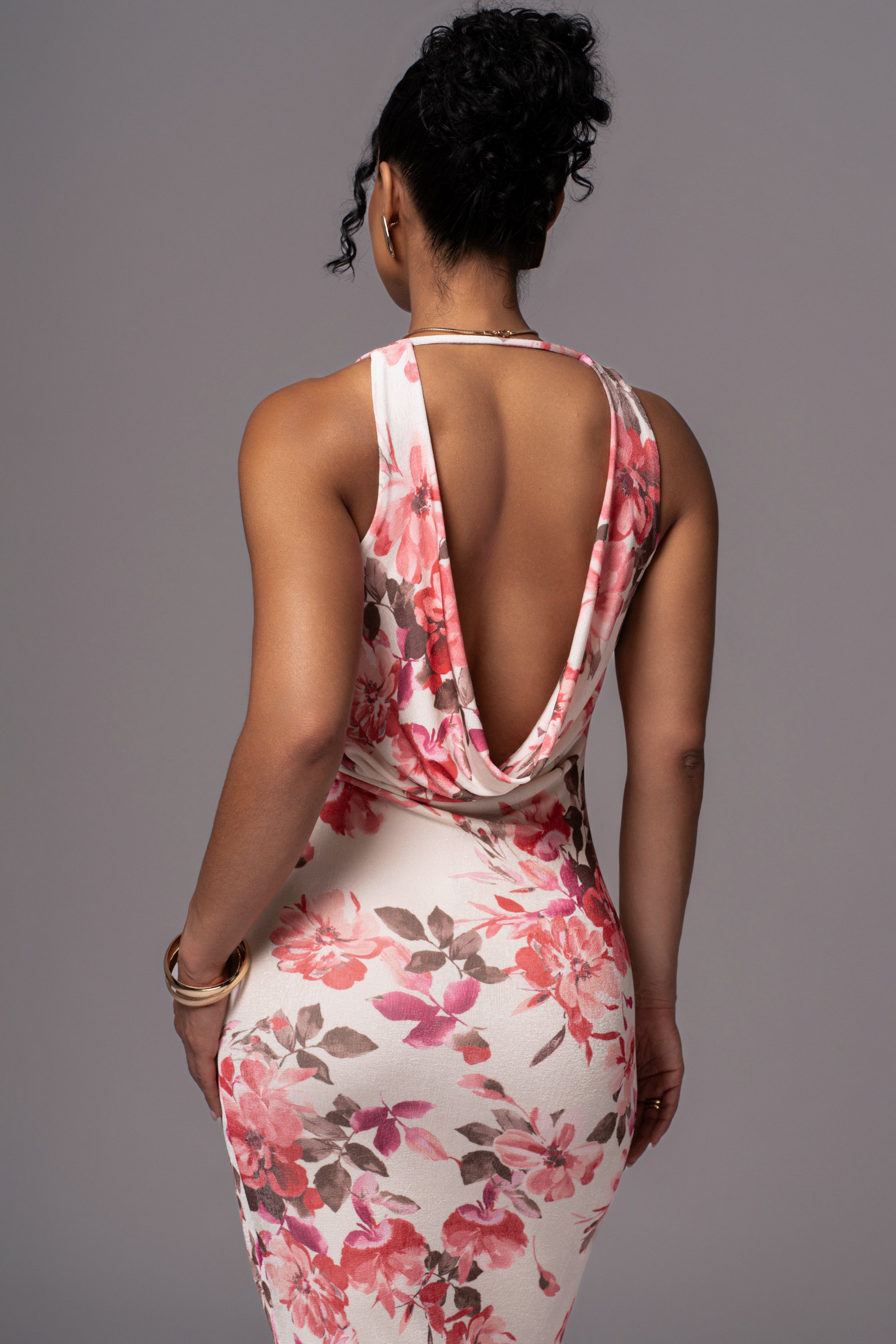 Ivory Floral Highlights Floral Maxi Dress - JLUXLABEL