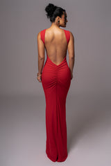 Red JLUXBASIX FRONT AND CENTER MAXI DRESS - JLUXLABEL