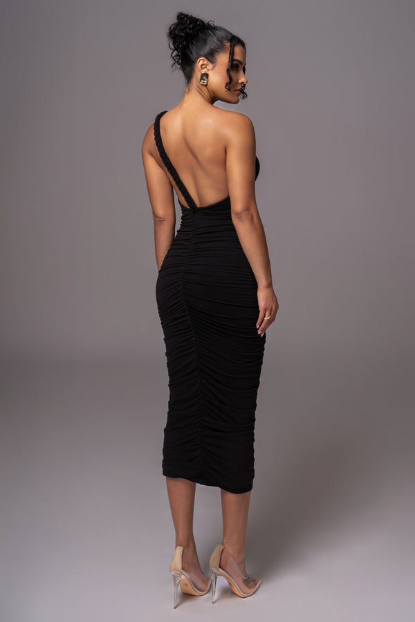 Black Jess Ruched Midi Dress