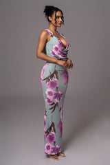 Sage Floral Highlights Floral Maxi Dress - JLUXLABEL