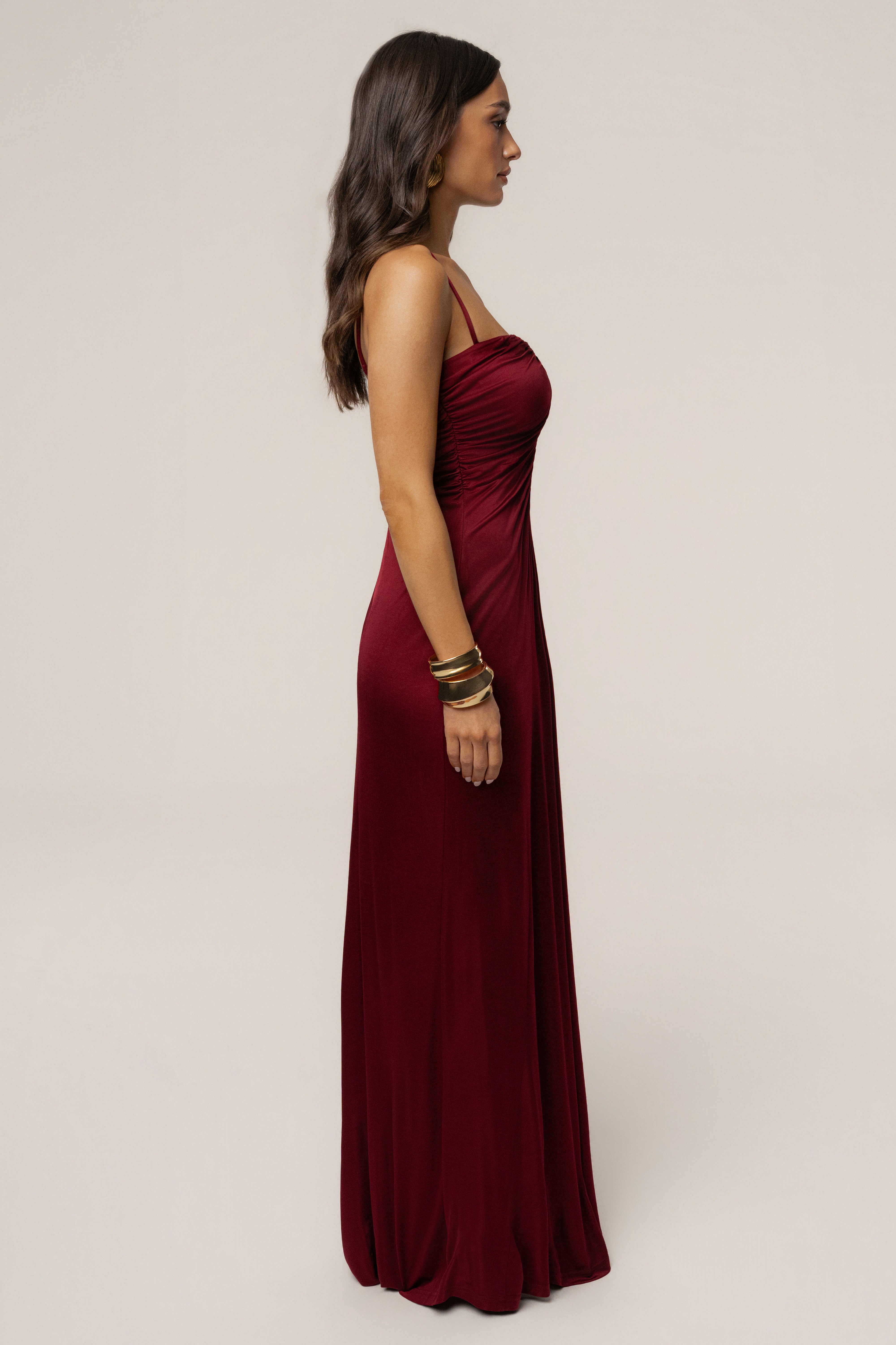 Burgundy Auric Deep Plunge Maxi Dress - JLUXLABEL