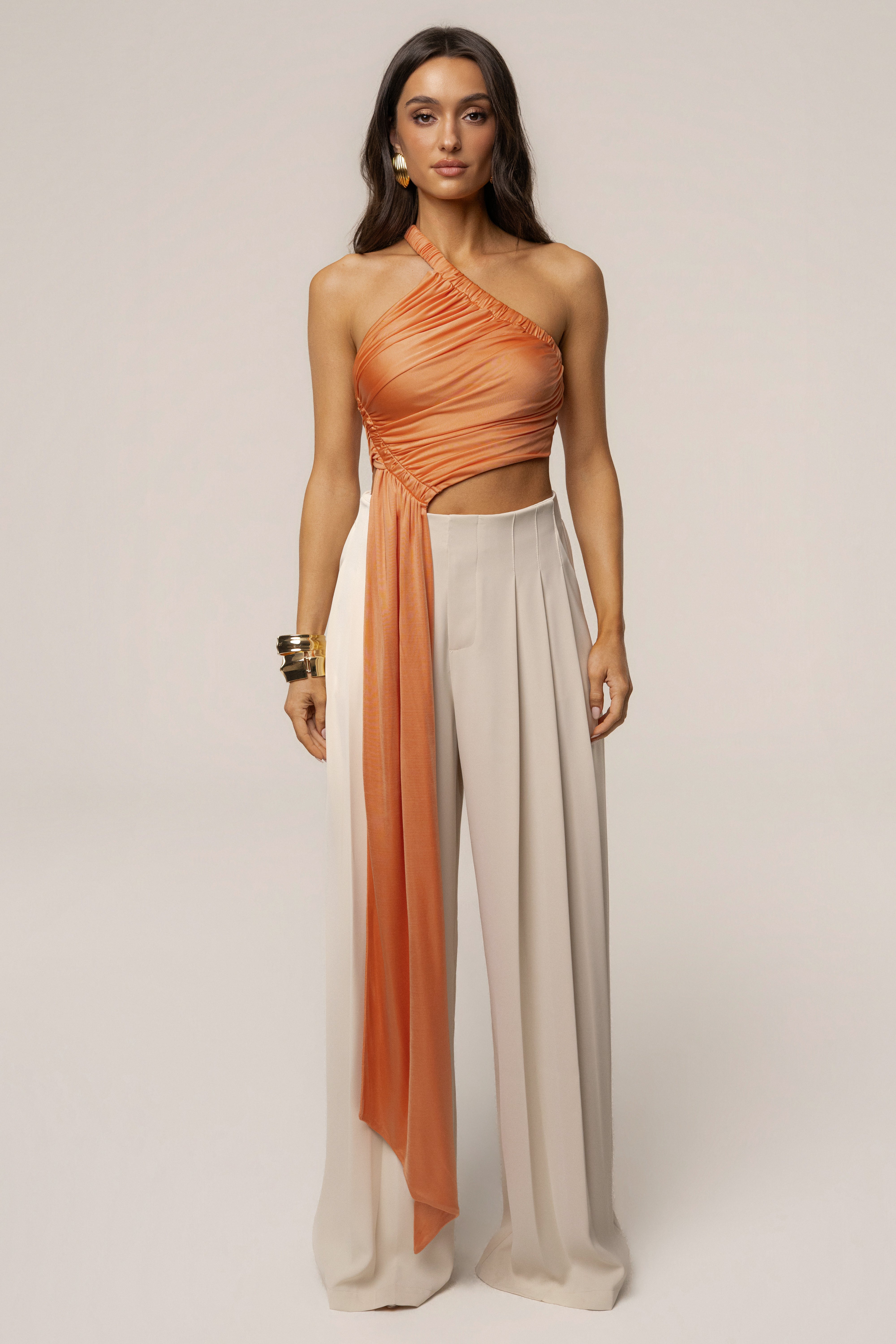 Peach Spotlight Draped Top - JLUXLABEL