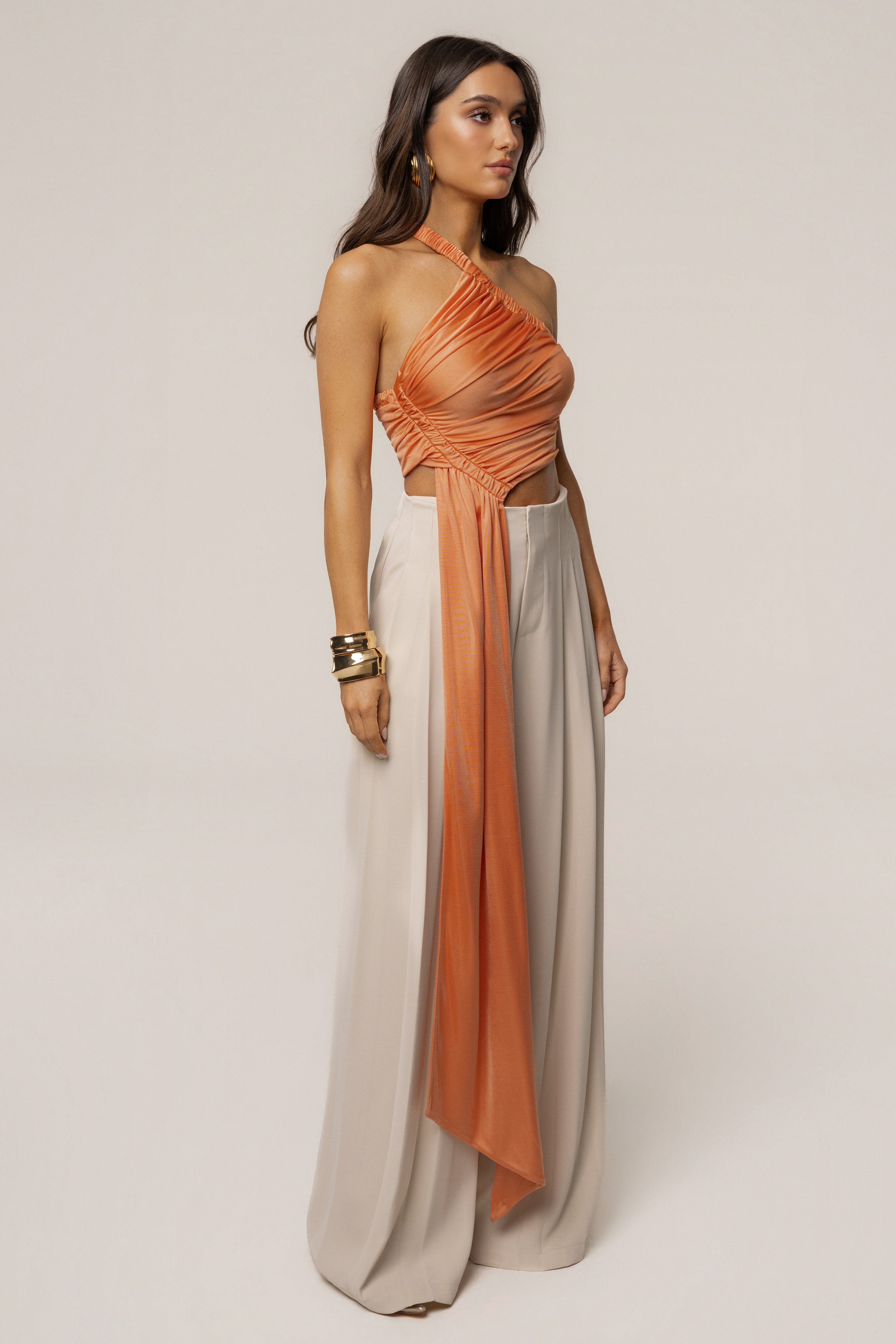 Peach Spotlight Draped Top - JLUXLABEL