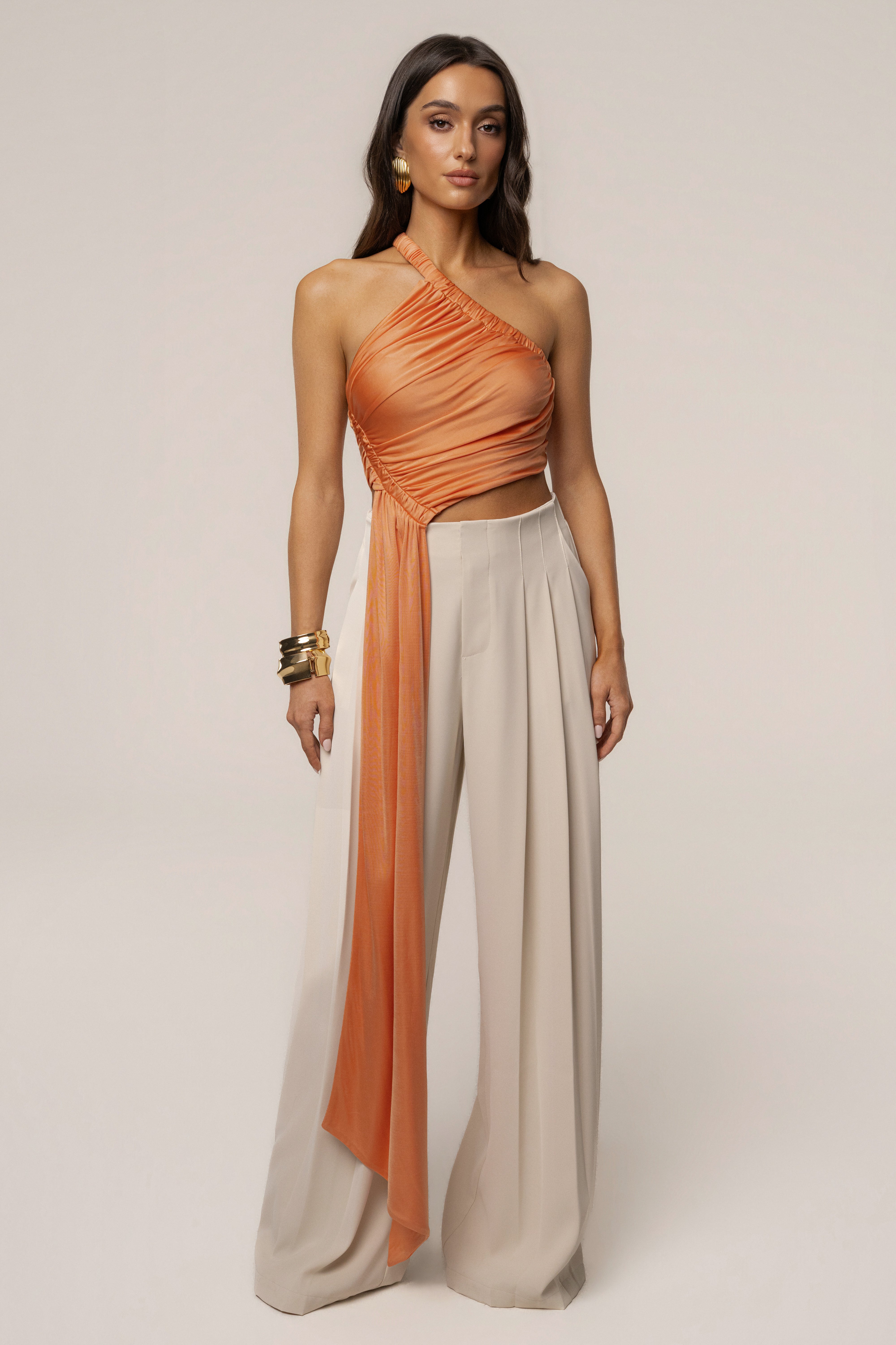 Peach Spotlight Draped Top - JLUXLABEL